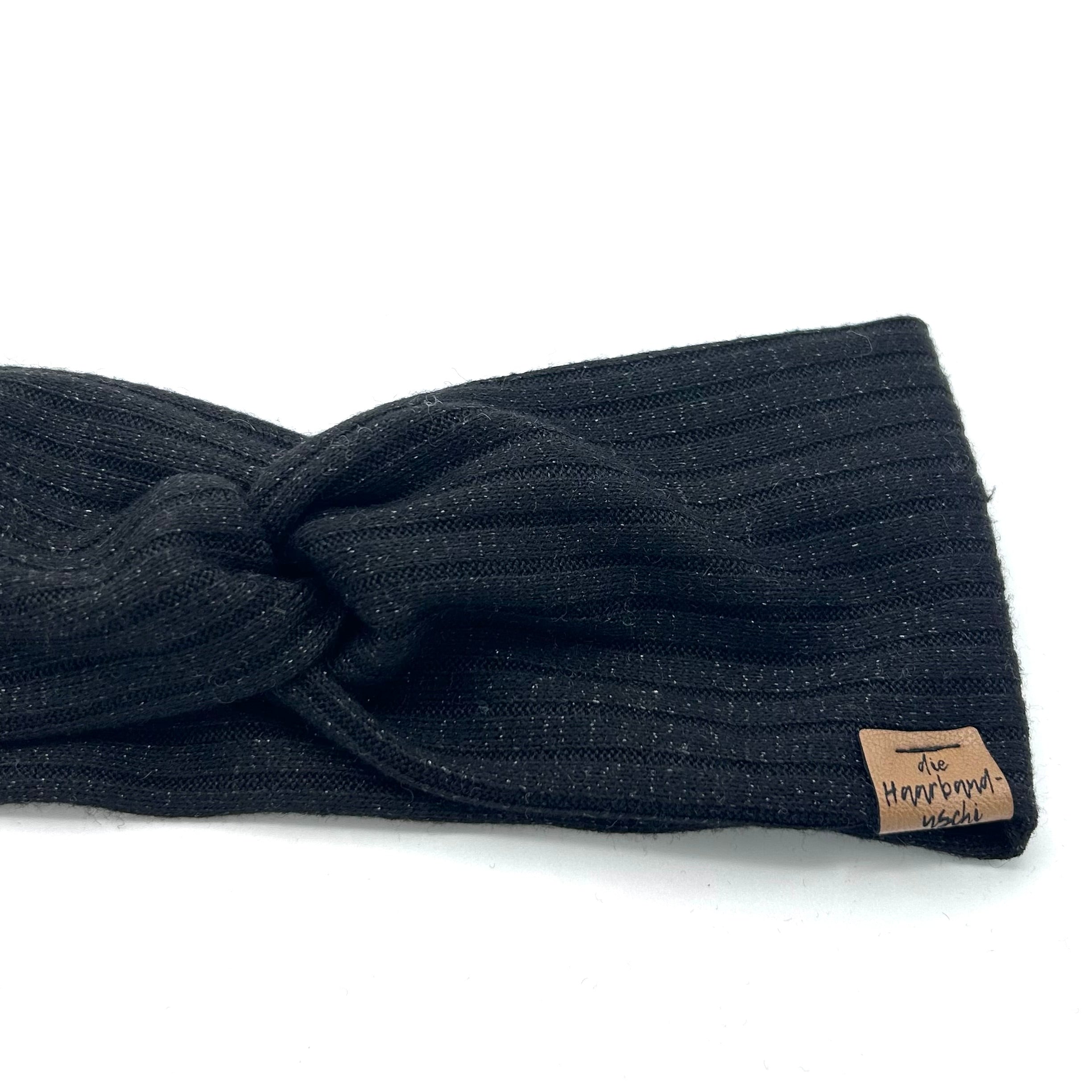 Basic Haarband - Strick Glitzer Schwarz