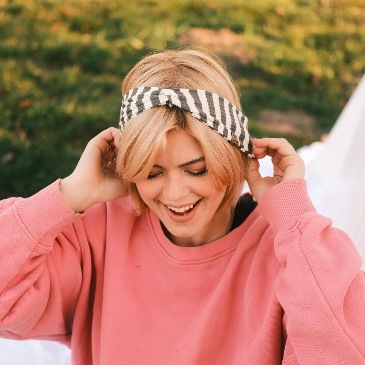 Basic Haarband - gestreift grün