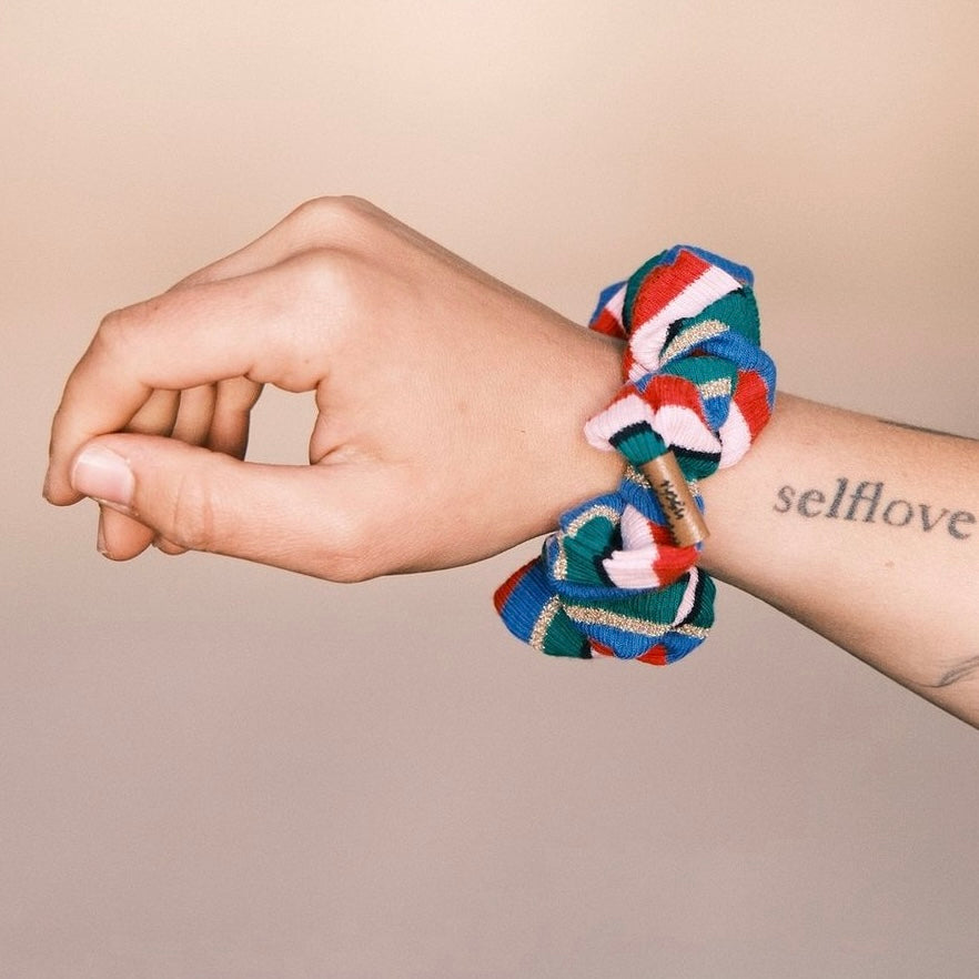 Scrunchie gestreift Bunt/Glitzer