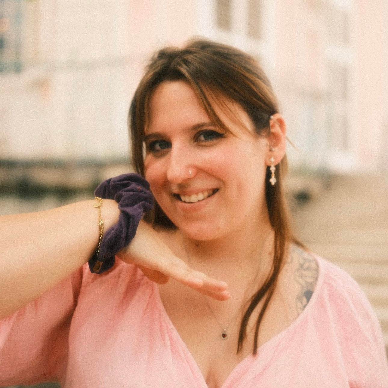 Scrunchie Musselin lila