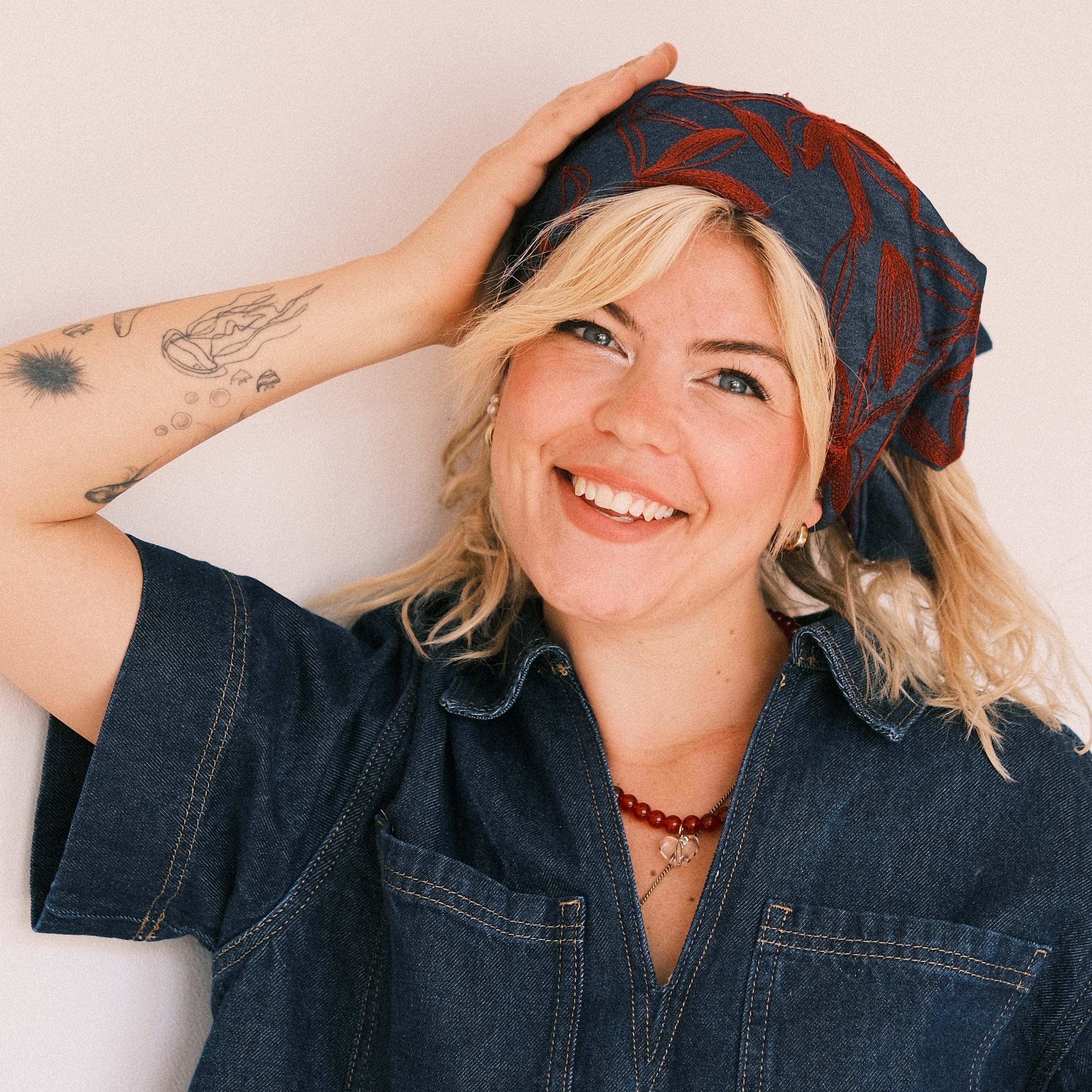 Bandana - Jeans Boho rot