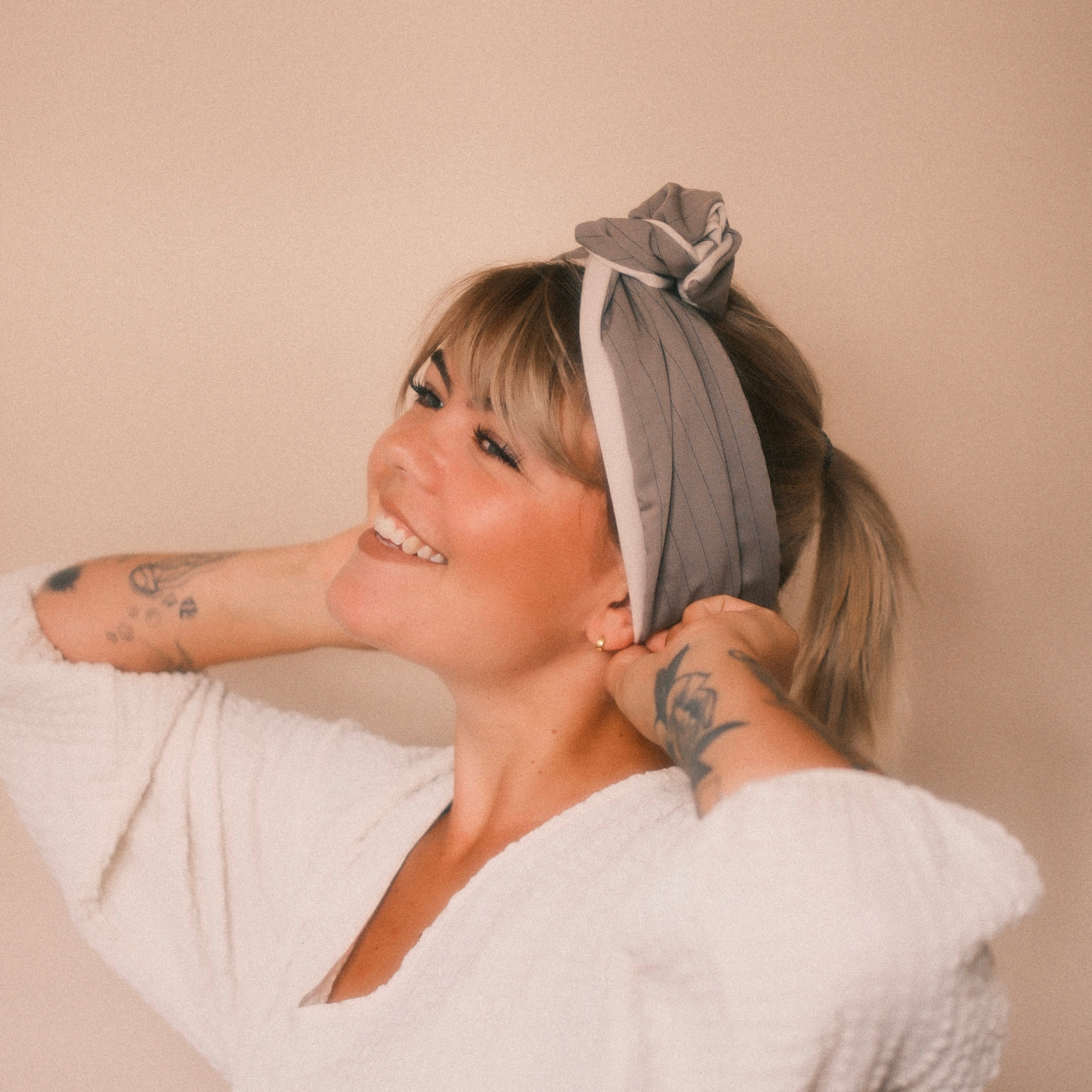 Drahthaarband 2 Seiten - Nadelstreifen Taupe