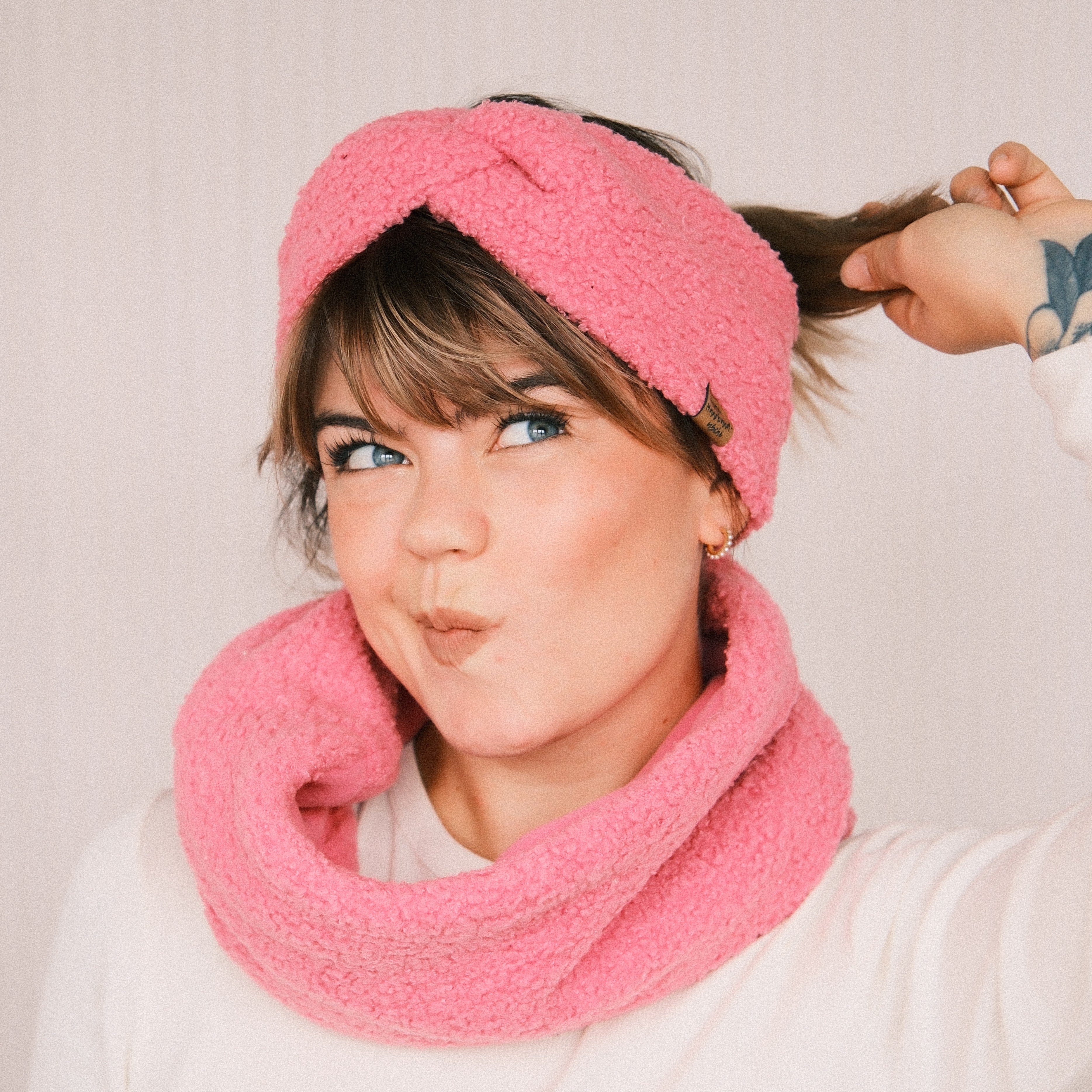 Basic Haarband - Teddy Frozen Pink