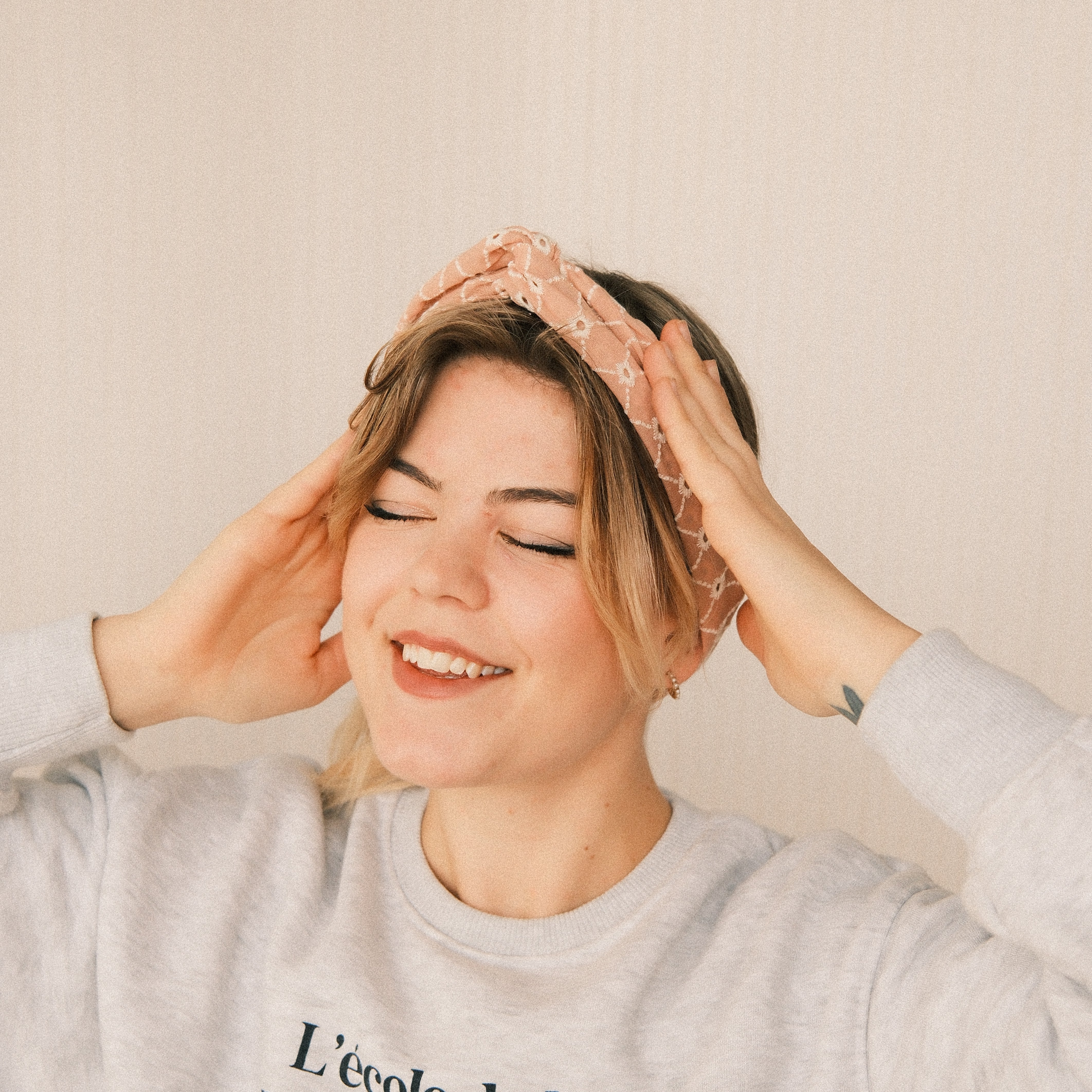 Drahthaarband schmal - Polka Stick Apricot