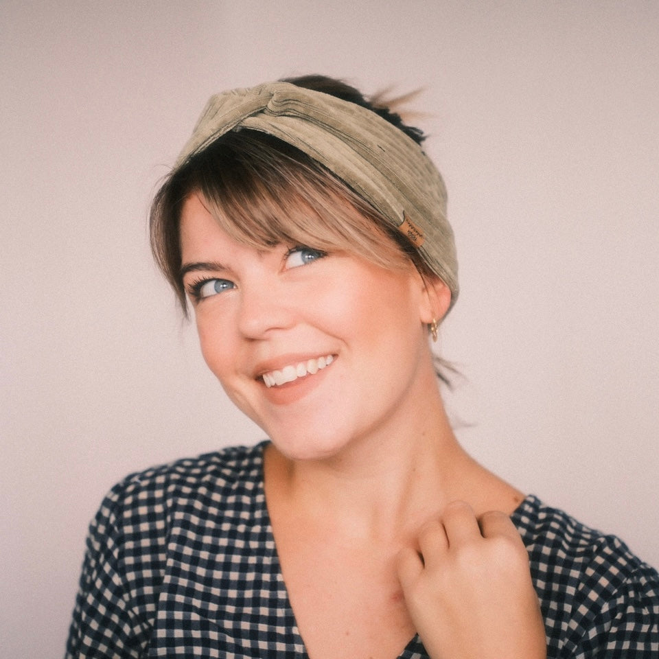 Basic Haarband - Cord  Grün