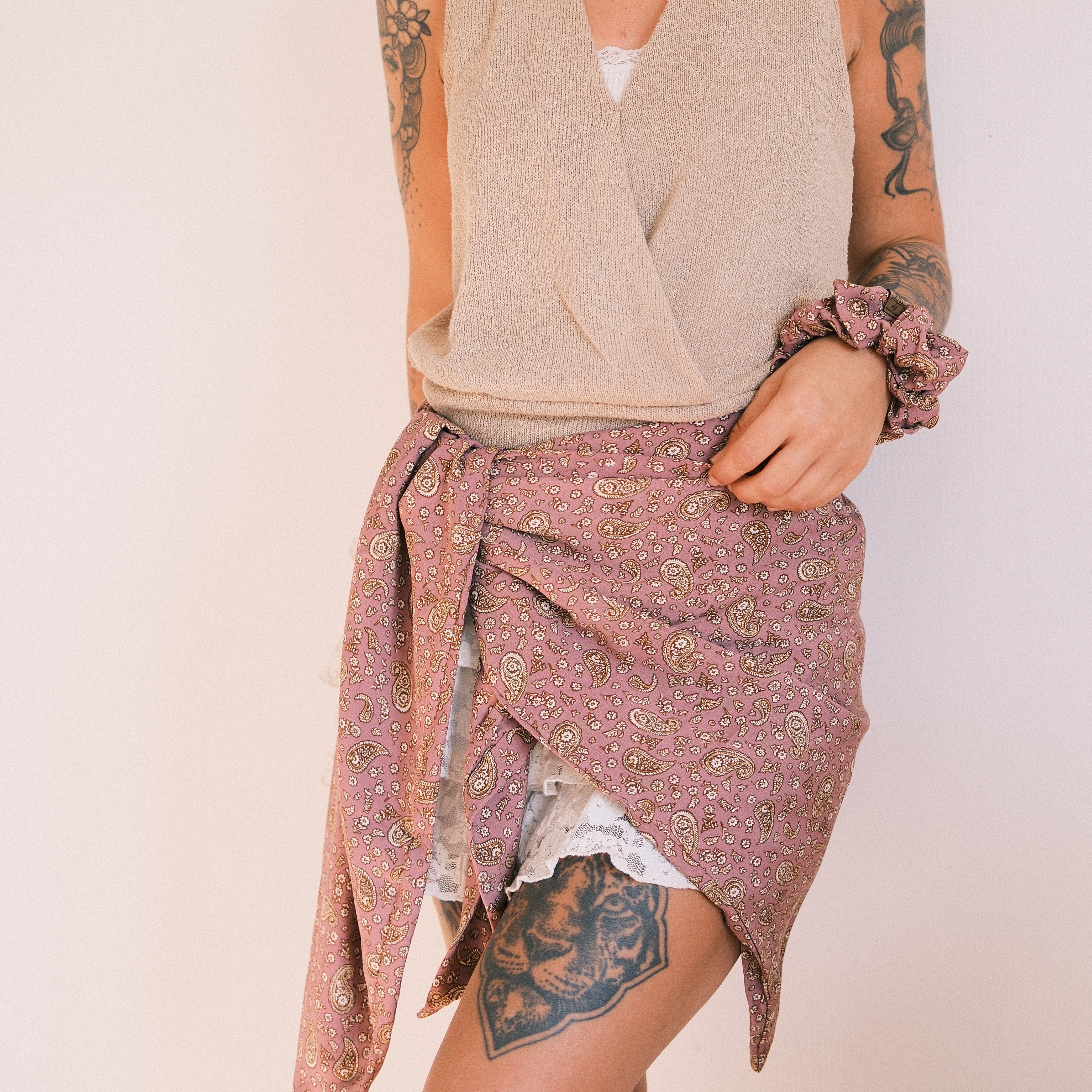 XXL Dreieckstuch  - Vintage Paisley Mauve