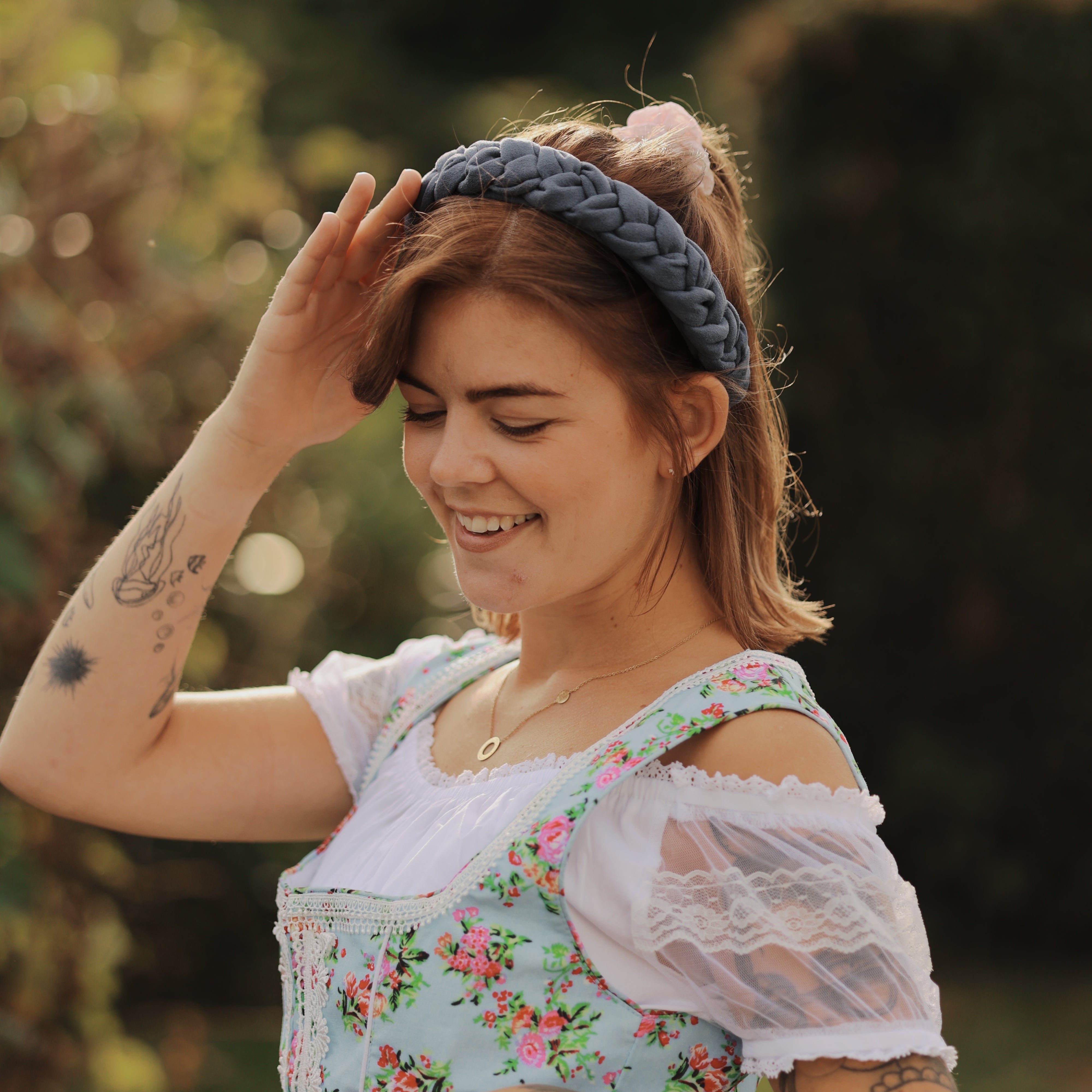 Dirndlhaarreif - geflochten Blau