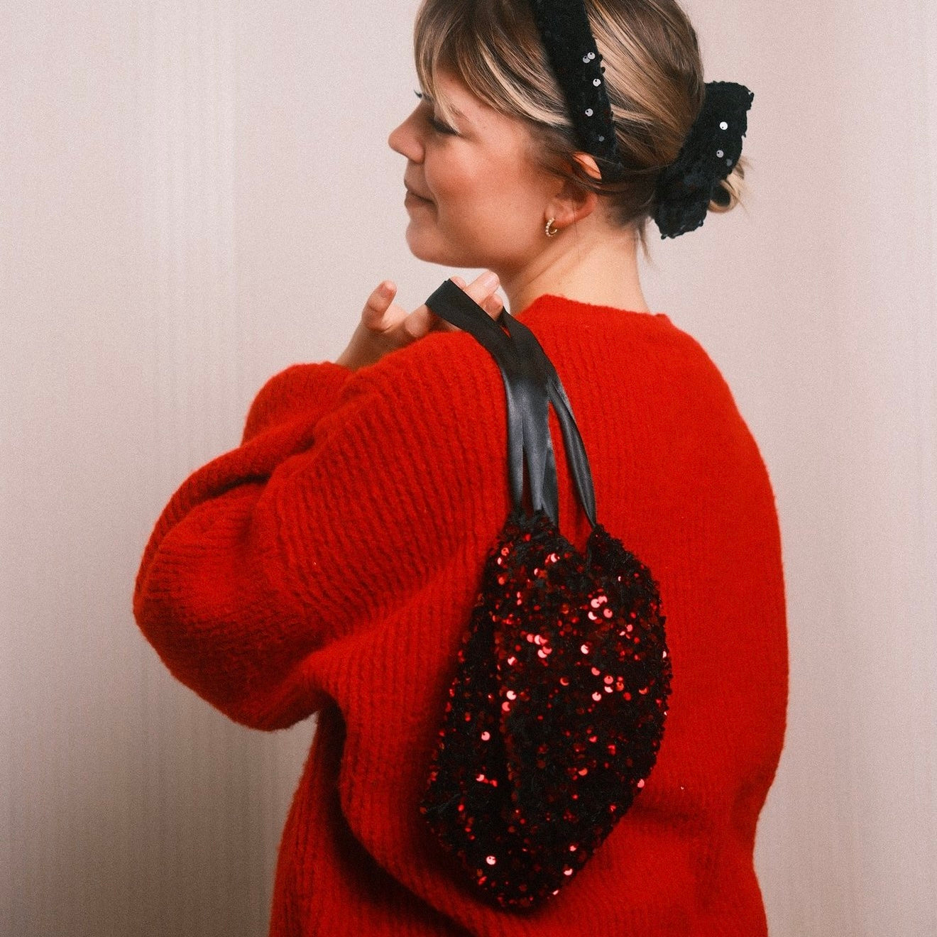 Pailletten Täschchen rot