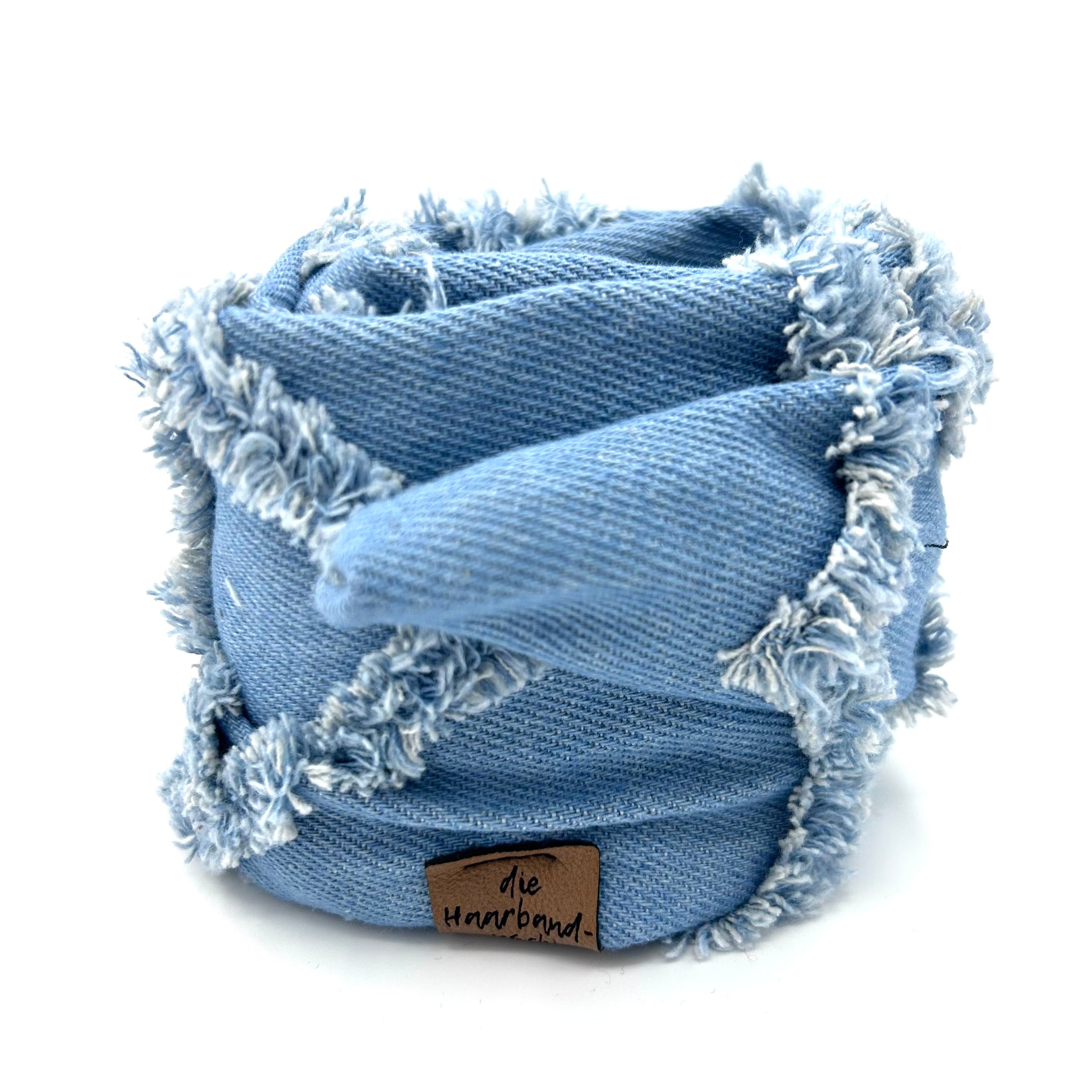 Drahthaarband schmal - Jeans Herz Fransen