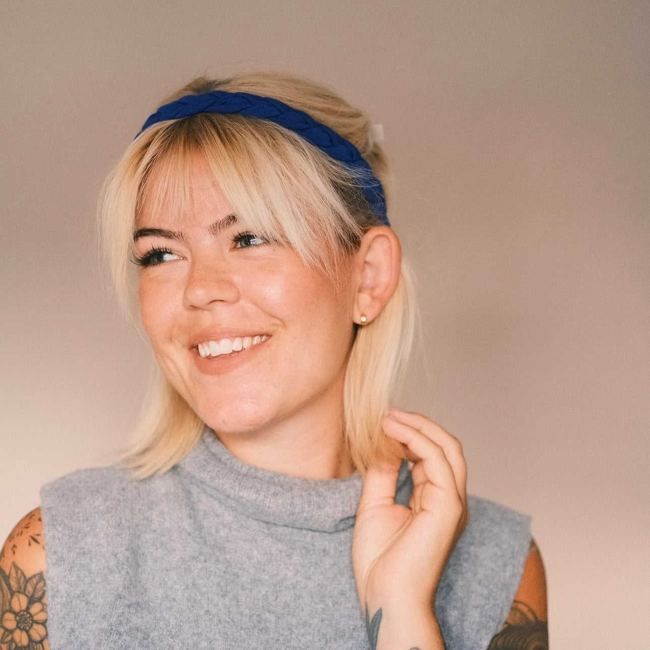 Haarband geflochten royalblau