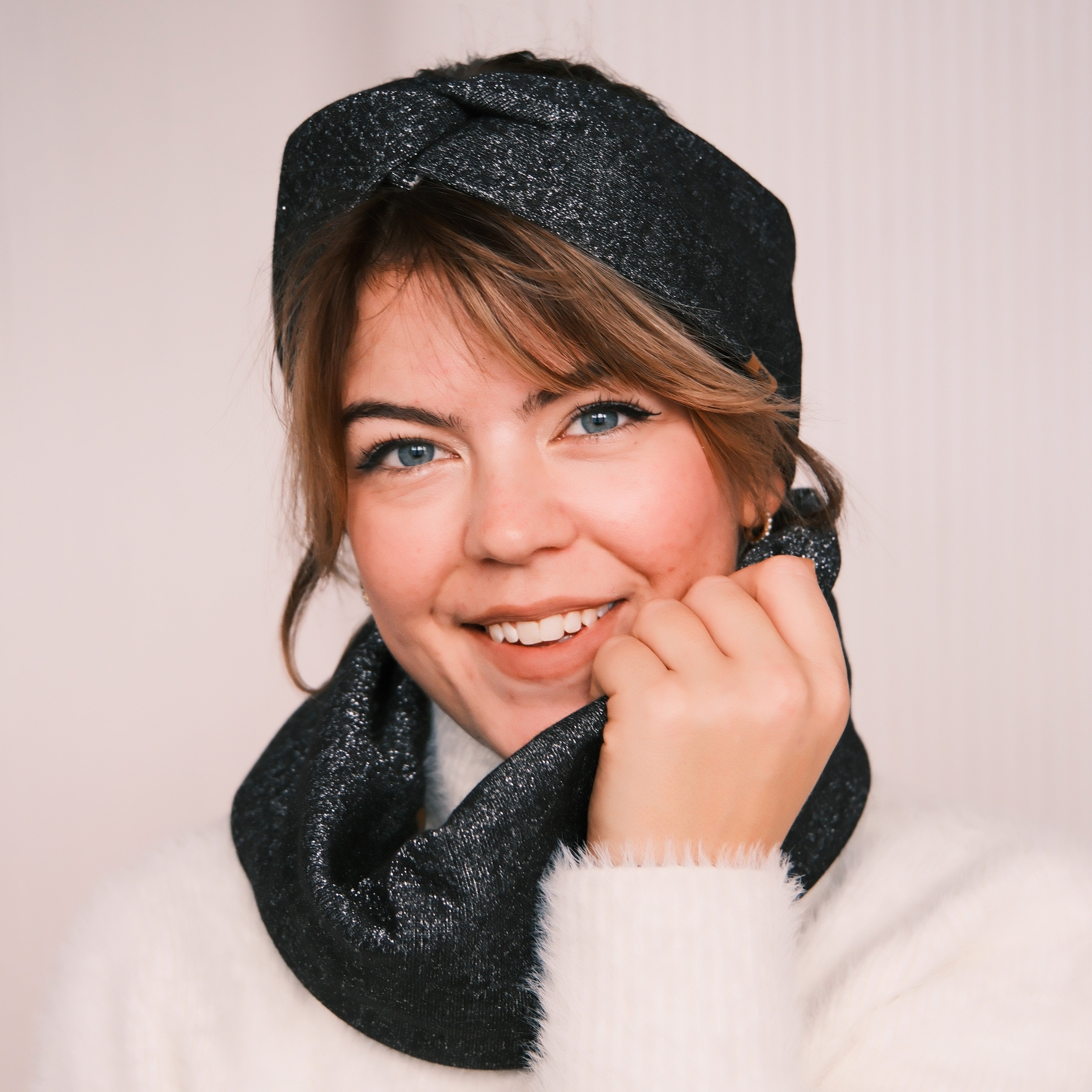 Basic Haarband - Glitzer Schwarz