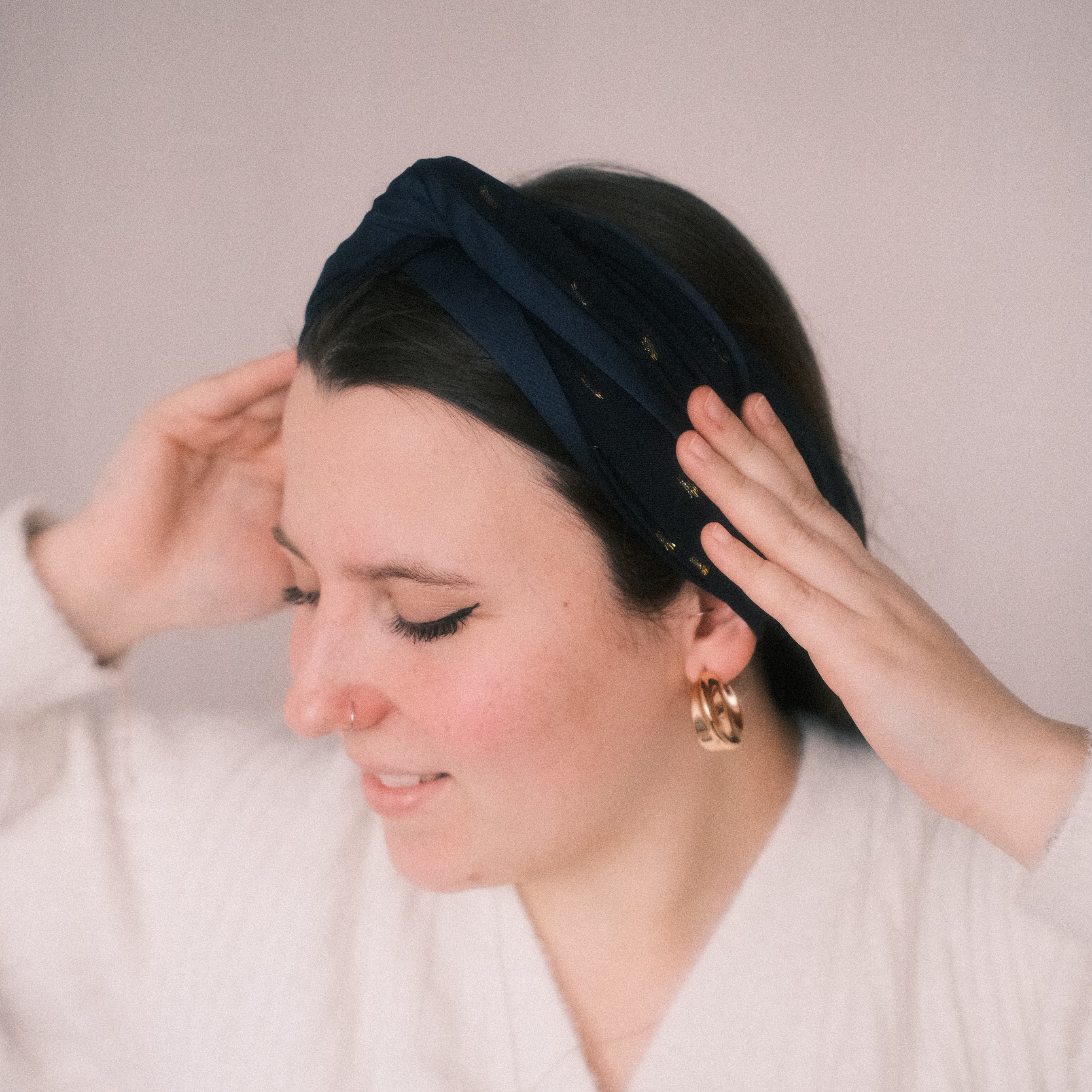 Drahthaarband 2 Seiten - Sparkle Navy