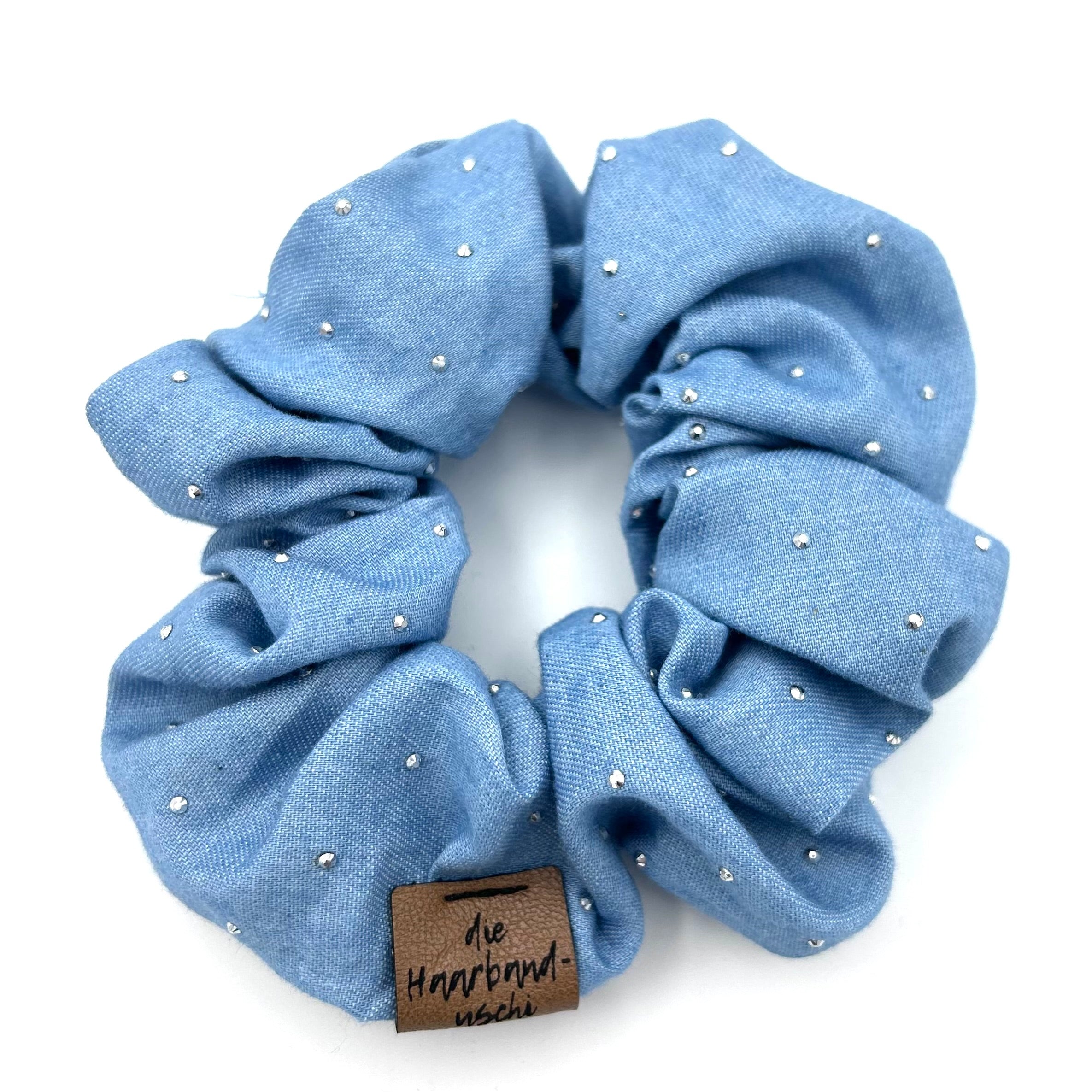 Scrunchie - Jeans Glitzer Hell