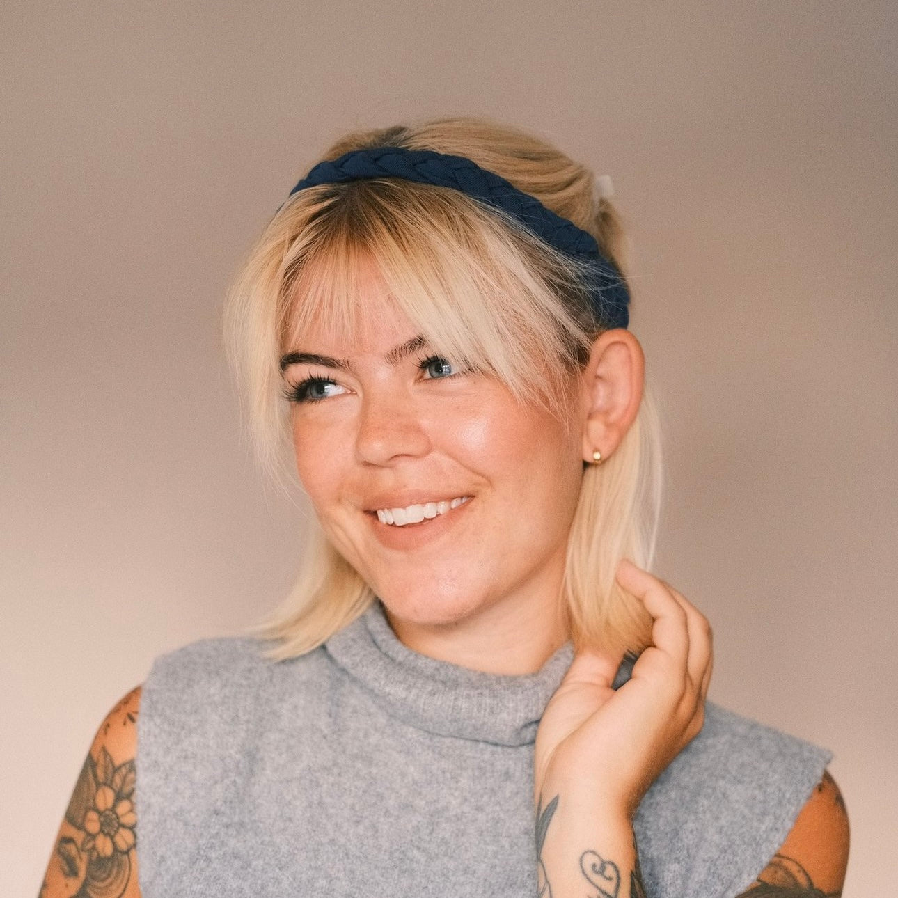 Haarband geflochten Jeansblau