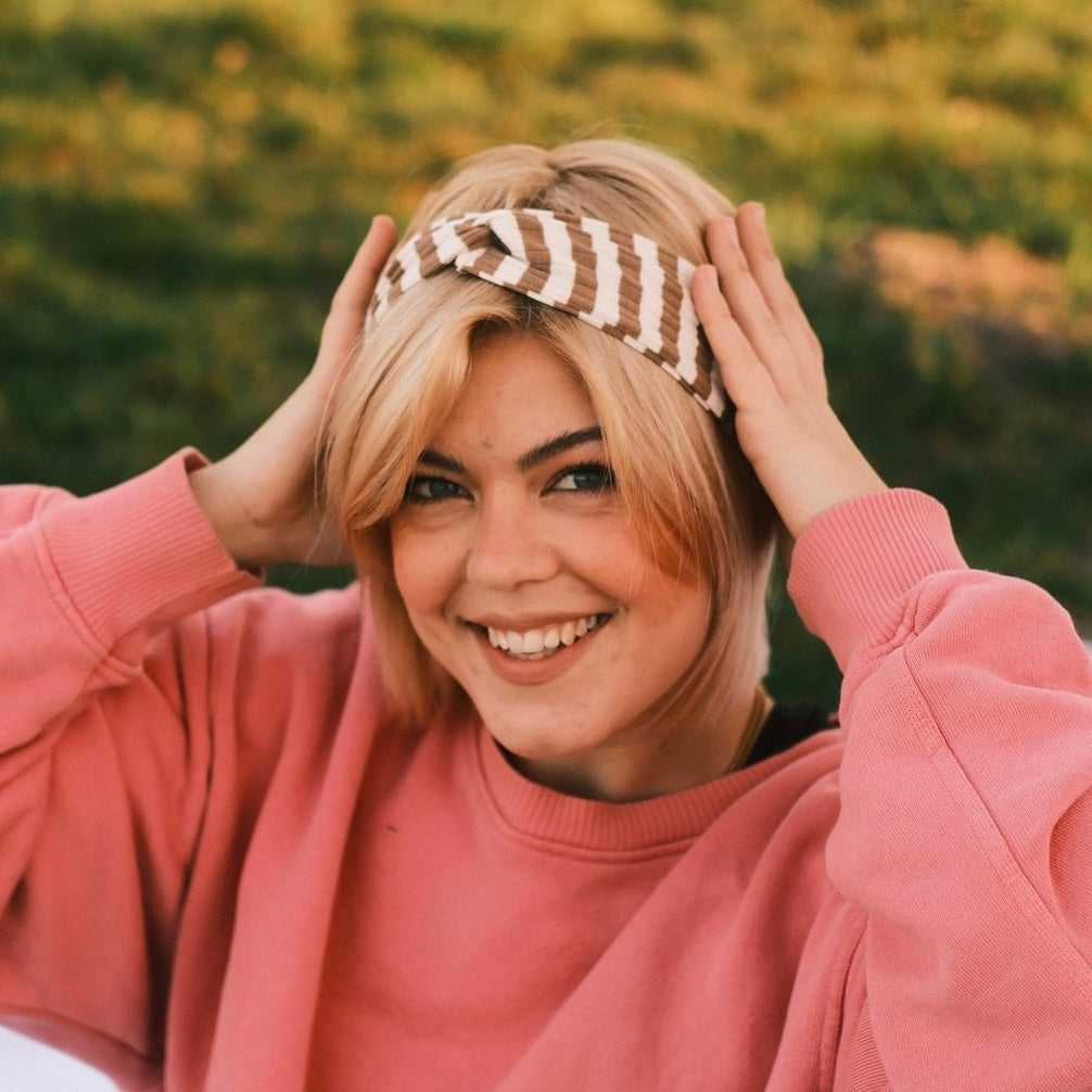 Basic Haarband - gestreift braun