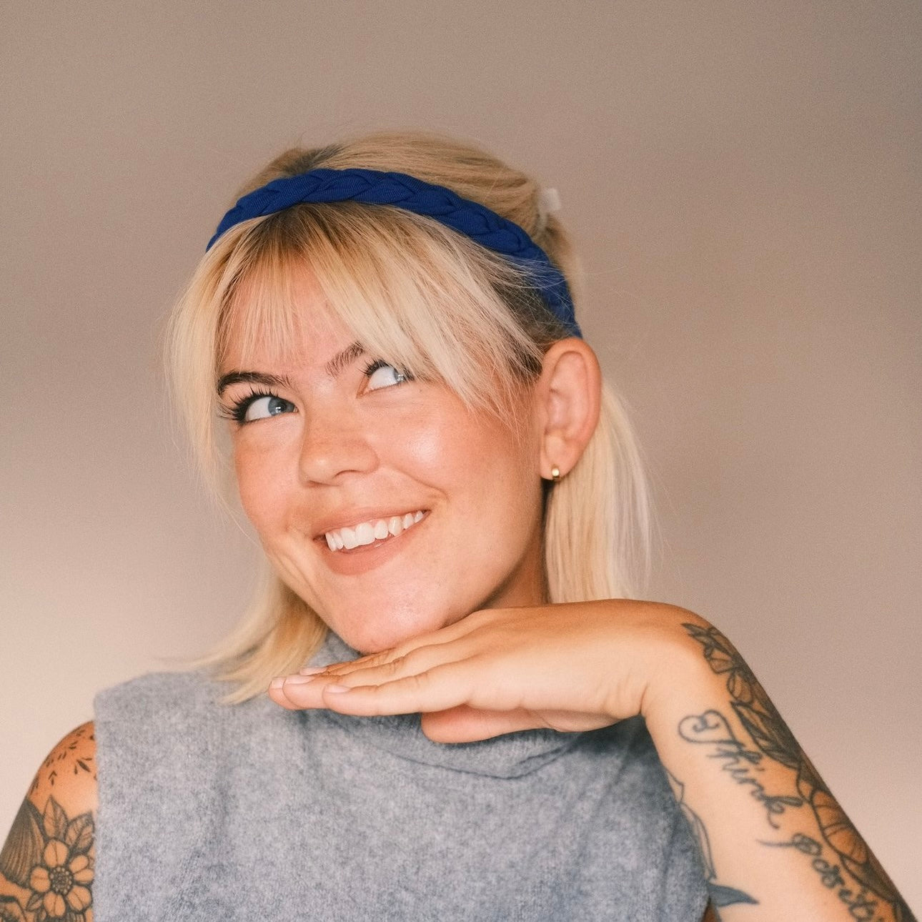 Haarband geflochten royalblau