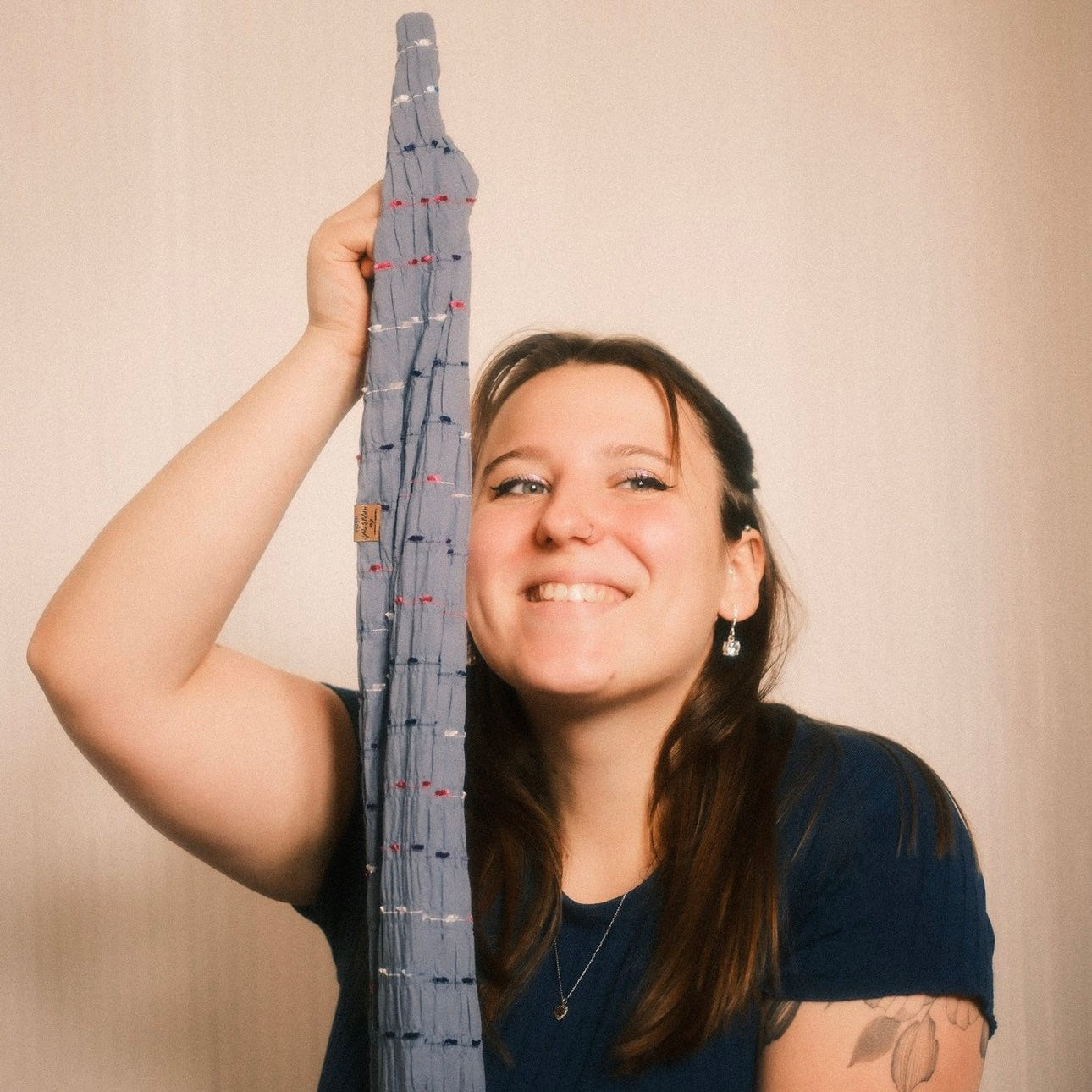 Drahthaarband breit Boho blau