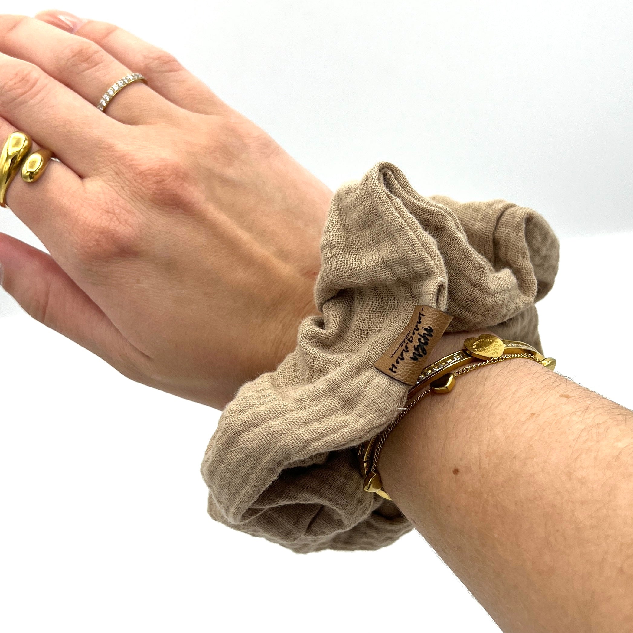Scrunchie Musselin beige