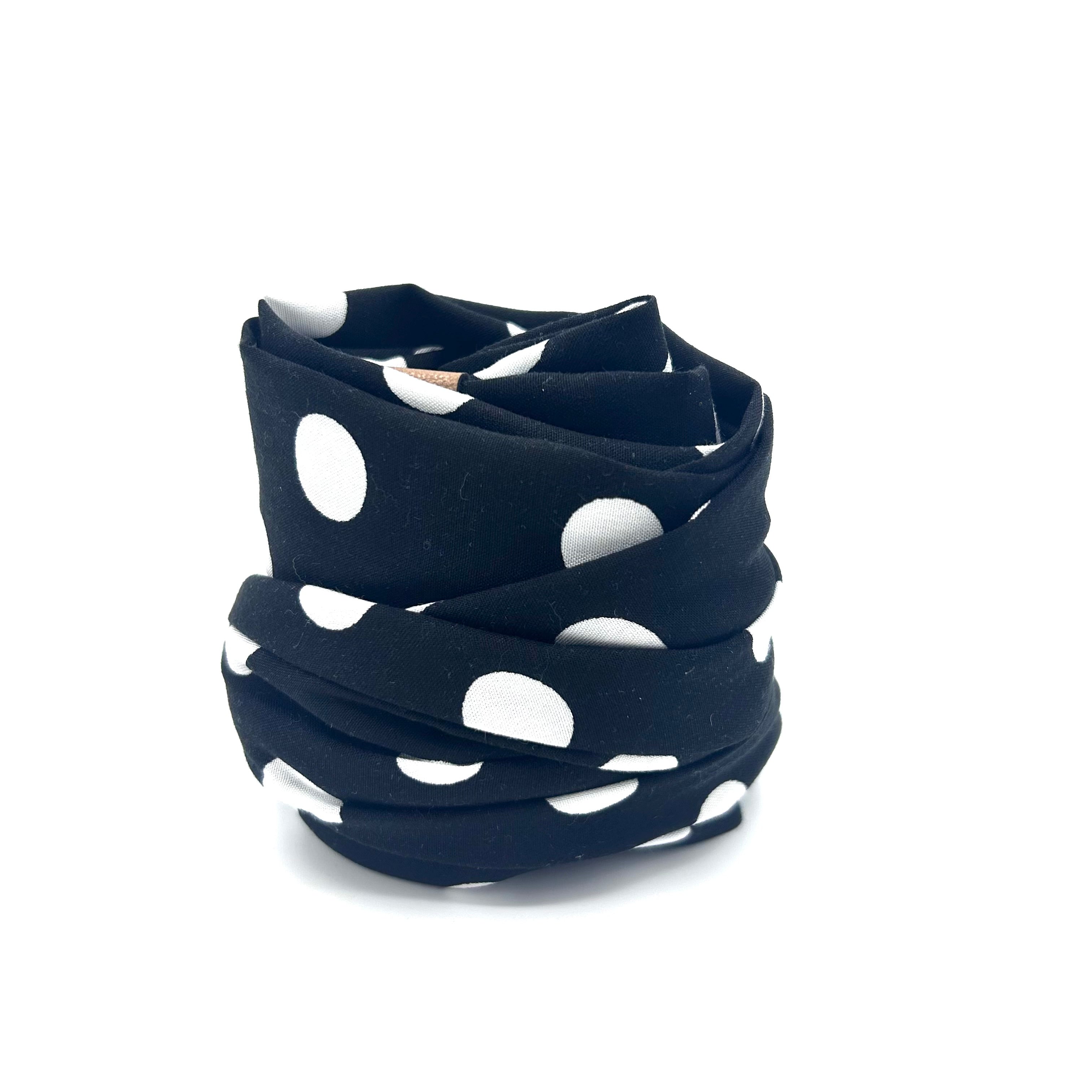 Drahthaarband breit -Polka Dots Schwarz
