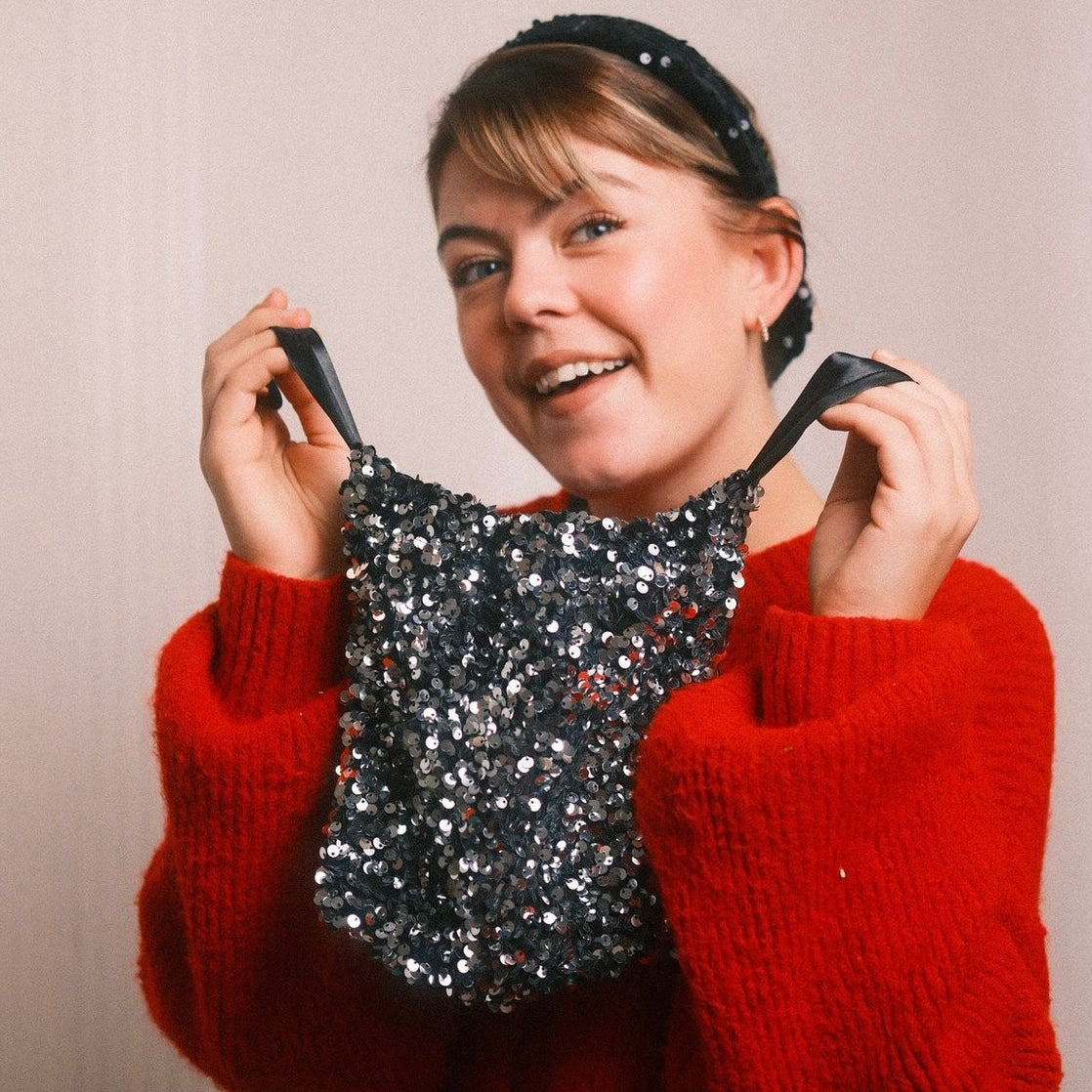 Pailletten Täschchen Silber