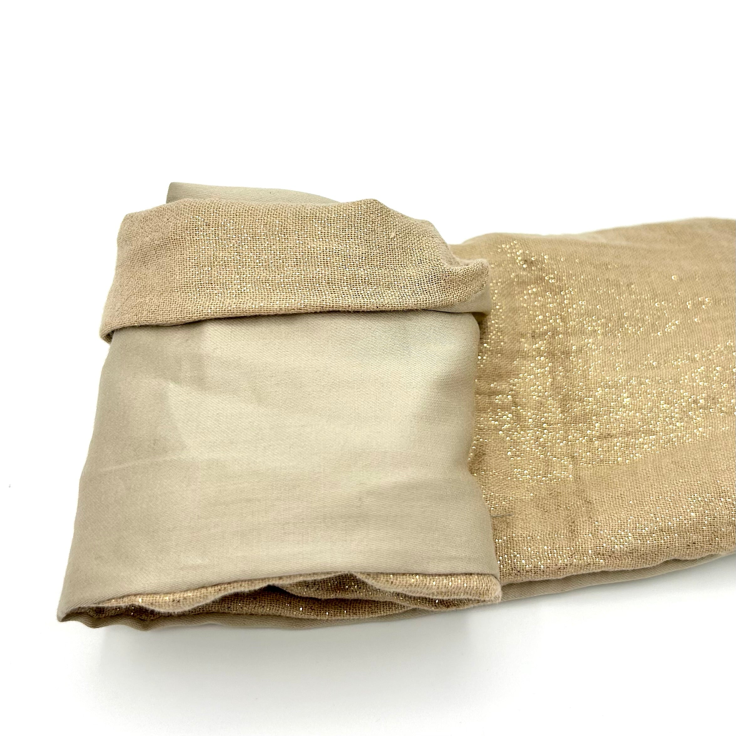 Drahthaarband 2 Seiten Glitzer/Satin beige