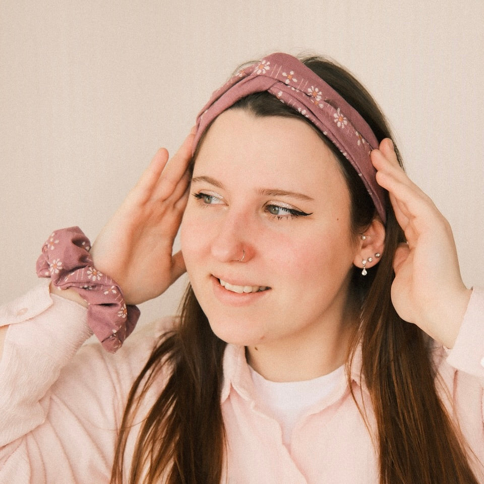 Drahthaarband schmal - Blümchen Lila