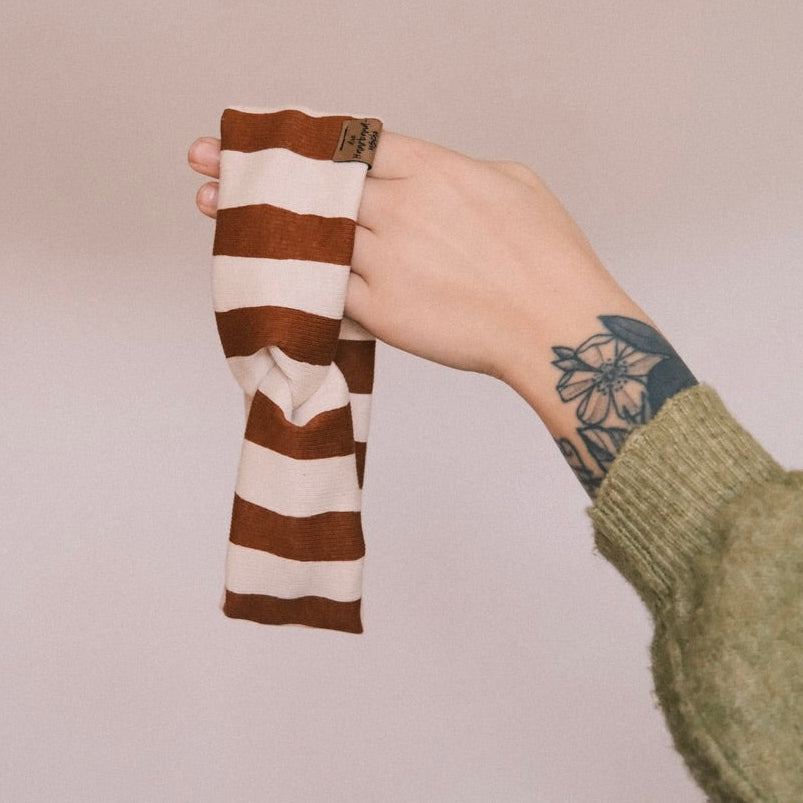 Basic Haarband - Stripes Braun