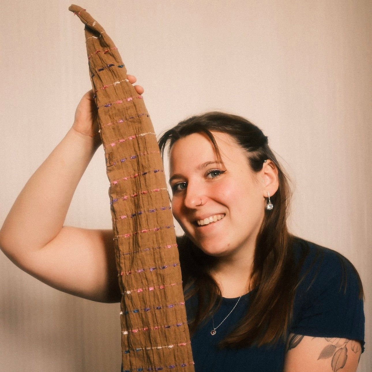 Drahthaarband breit Boho braun