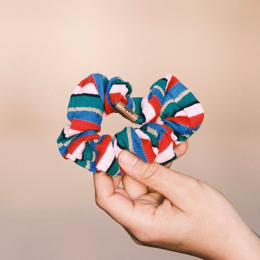 Scrunchie gestreift Bunt/Glitzer