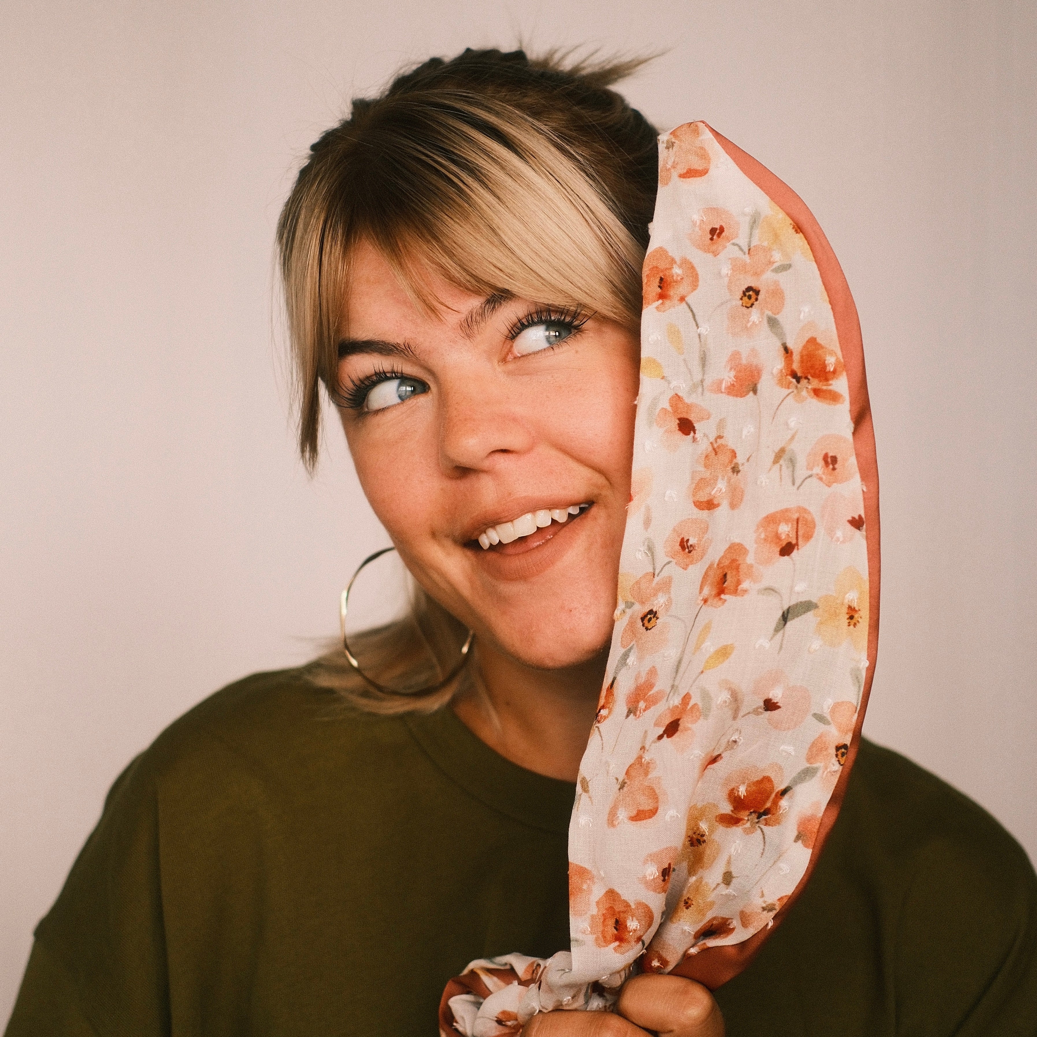 Drahthaarband 2 Seiten - Blumen/kupferpfirsich