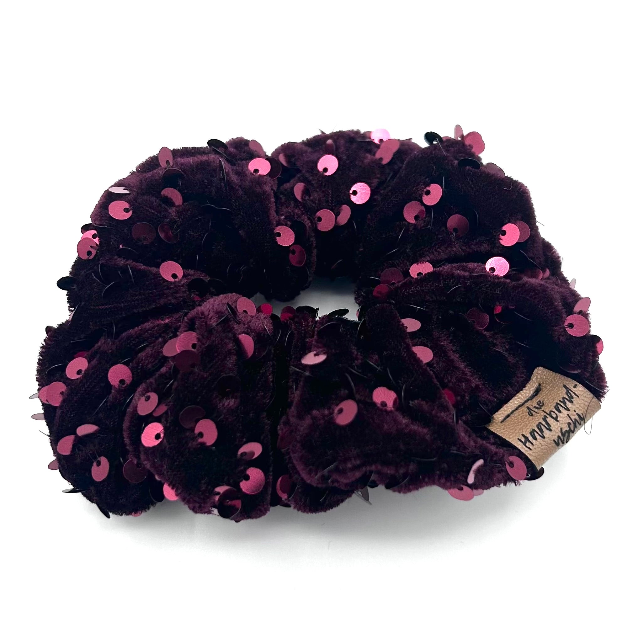 Scrunchie - Pailletten Weinrot Bordeaux