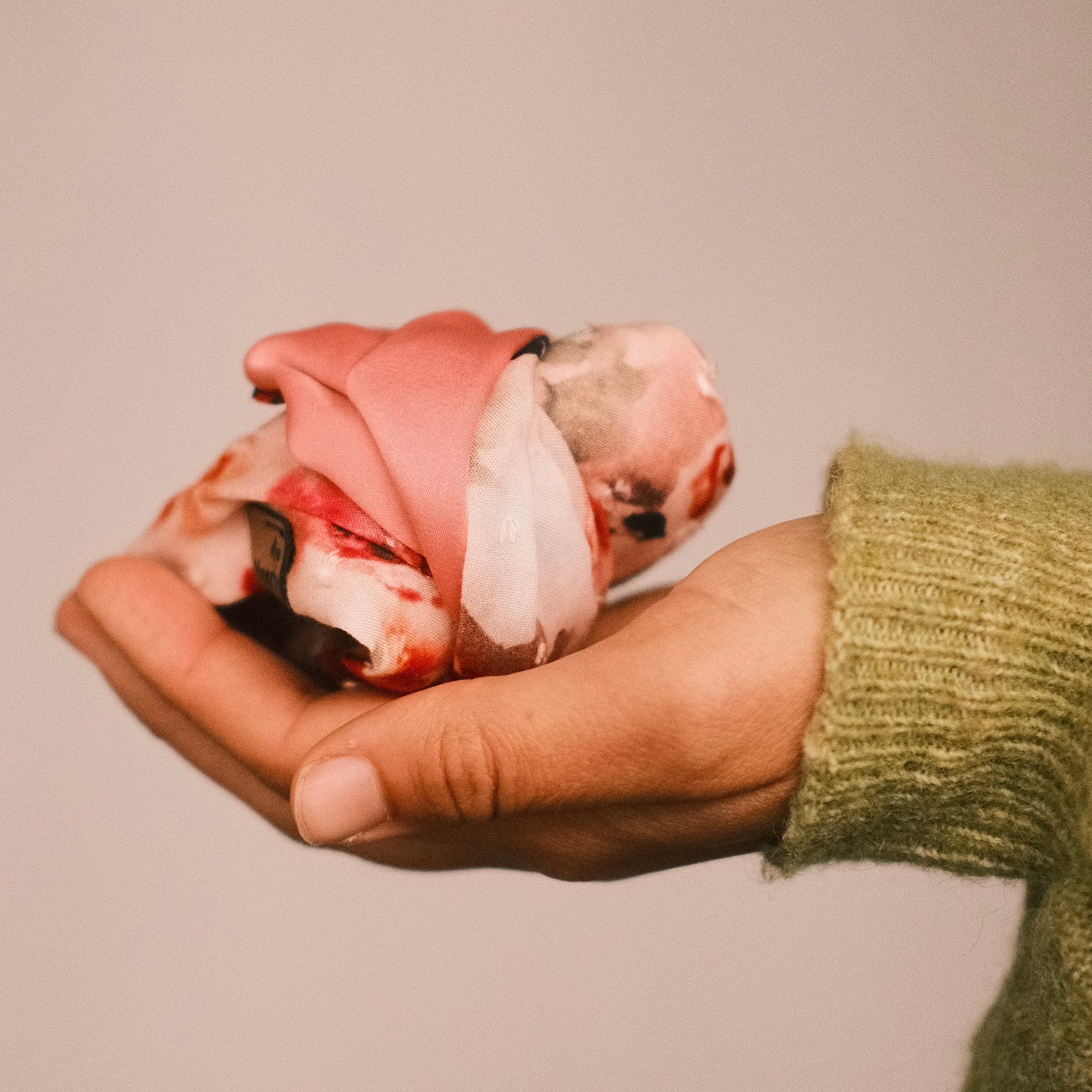 Drahthaarband 2 Seiten - Blumen/apricot