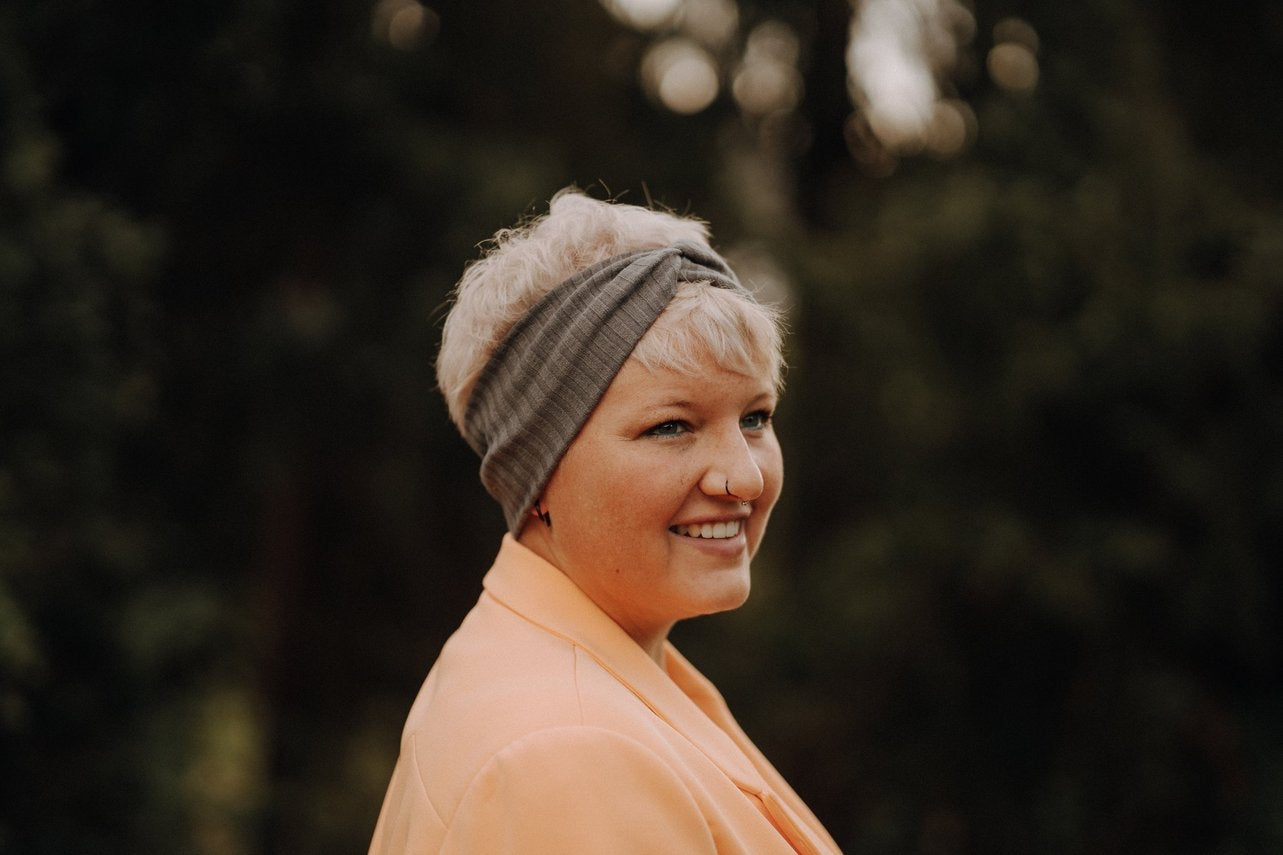 Haarband Basic Strick Grau