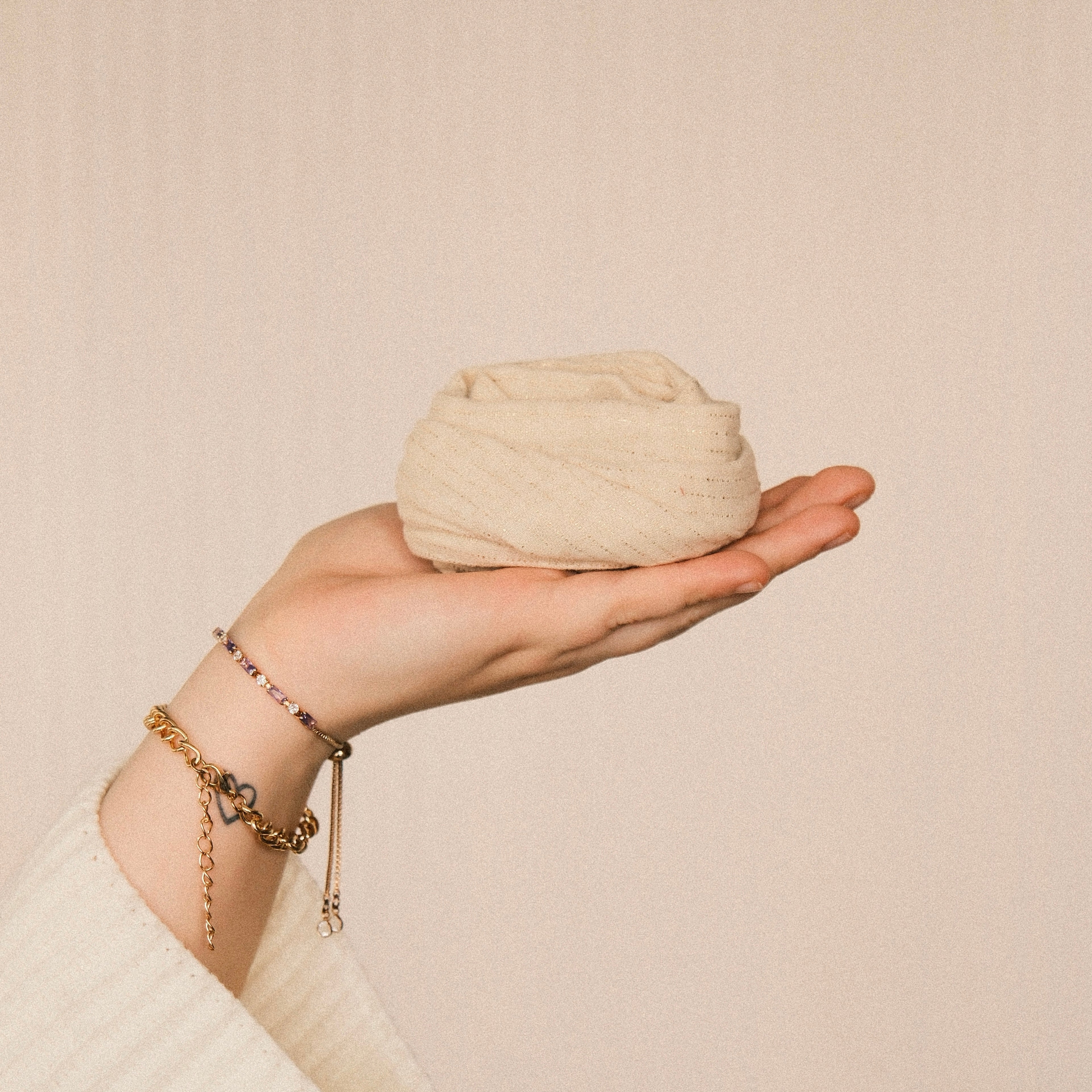 Drahthaarband - Glitzerstreifen beige