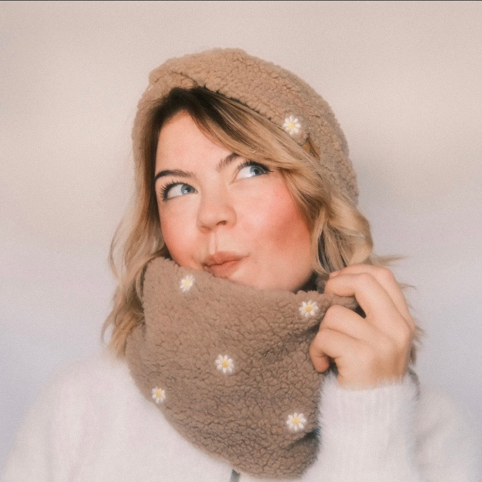 Basic Haarband - Teddy Flower Beige