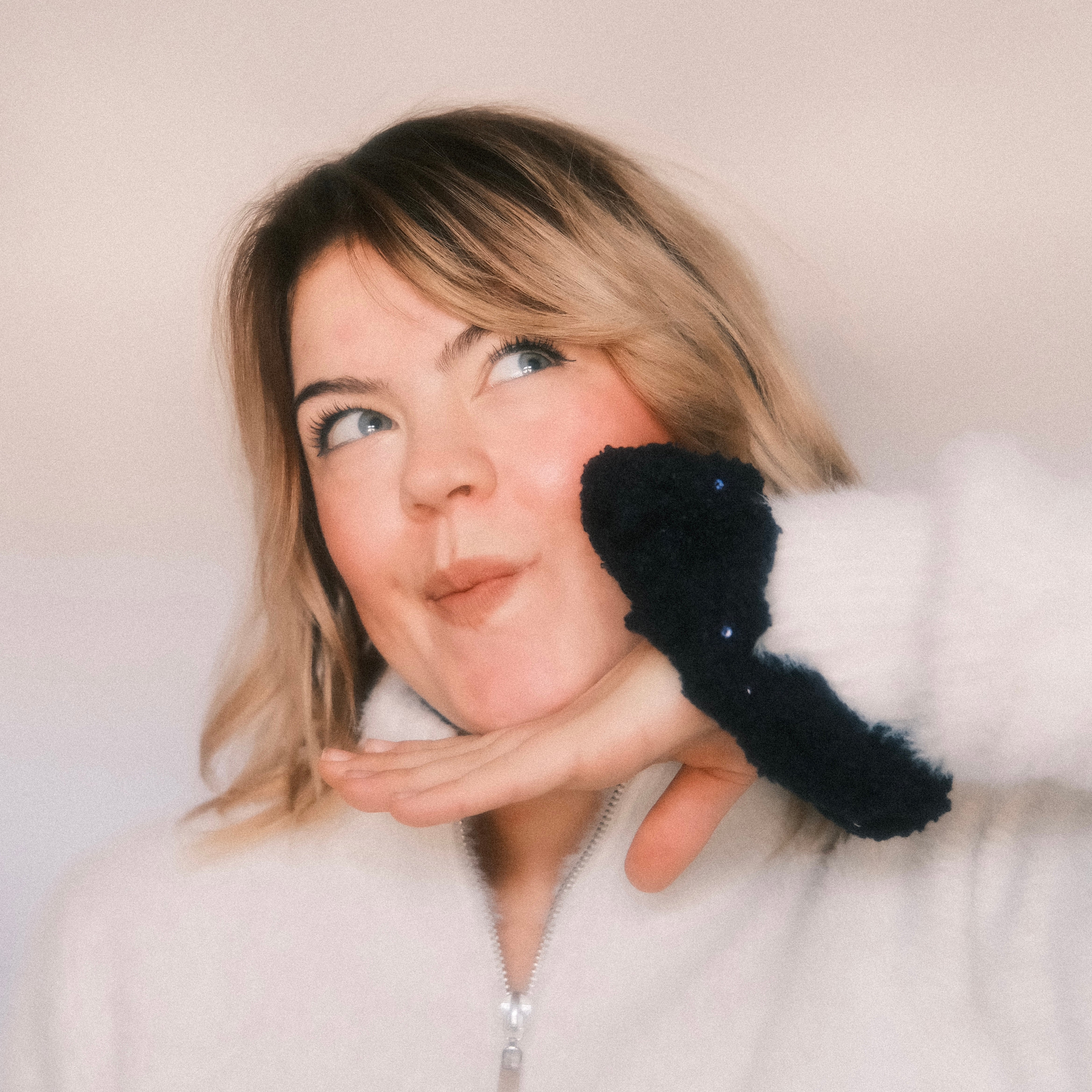 Scrunchie - Teddy Pailletten Dunkelblau