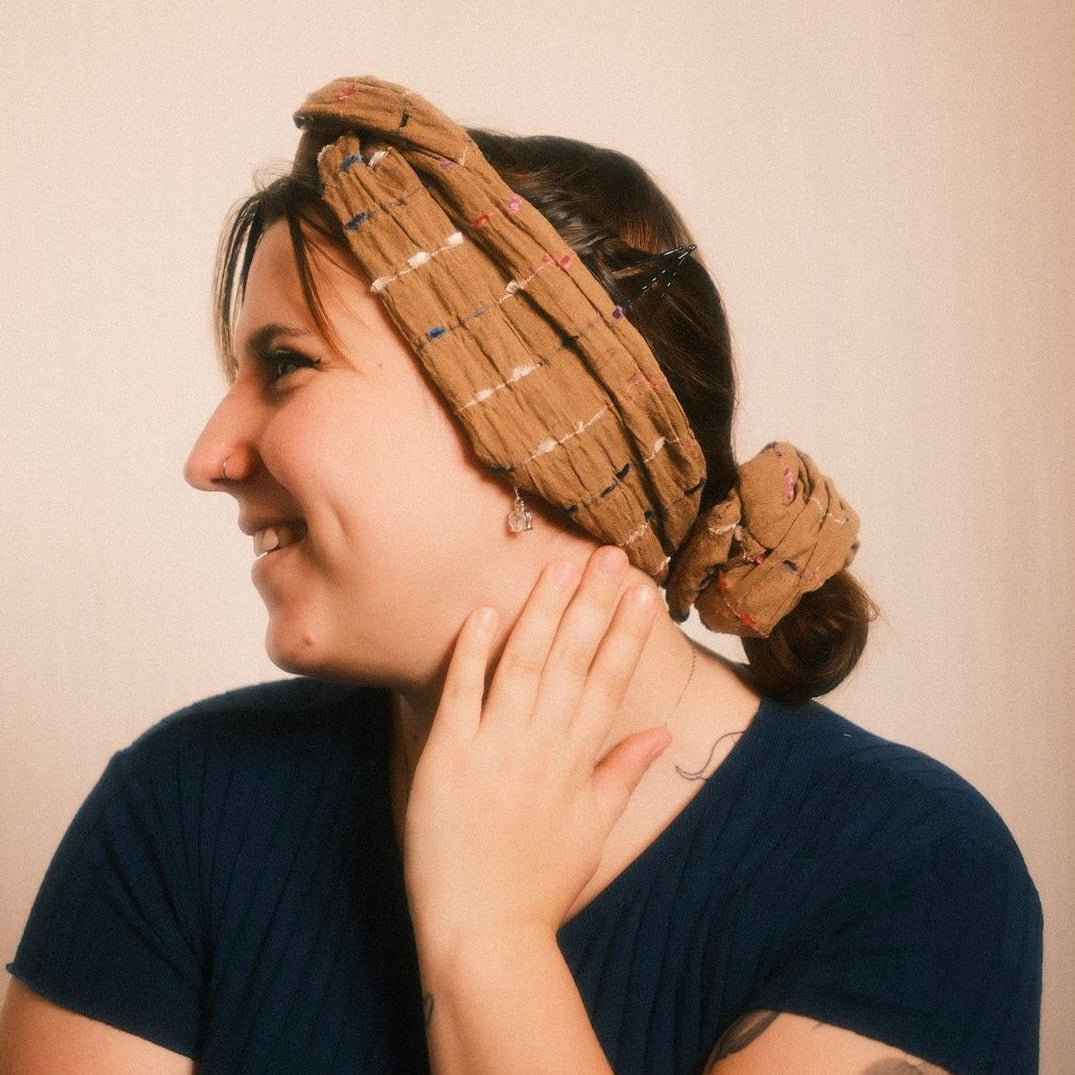 Drahthaarband breit Boho braun