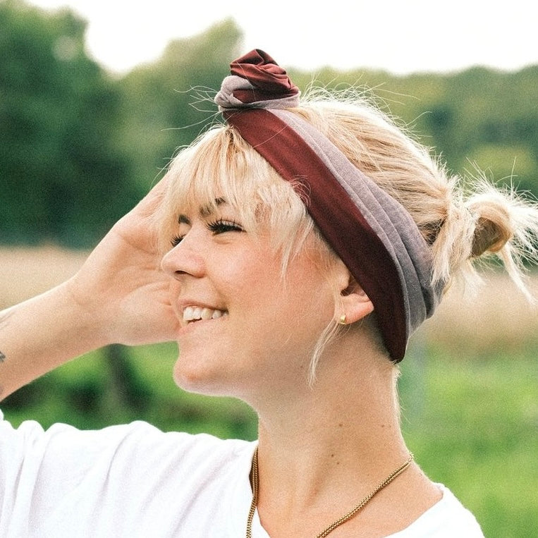 Drahthaarband 2 Seiten Glitzer/Satin Flieder/Bordeaux