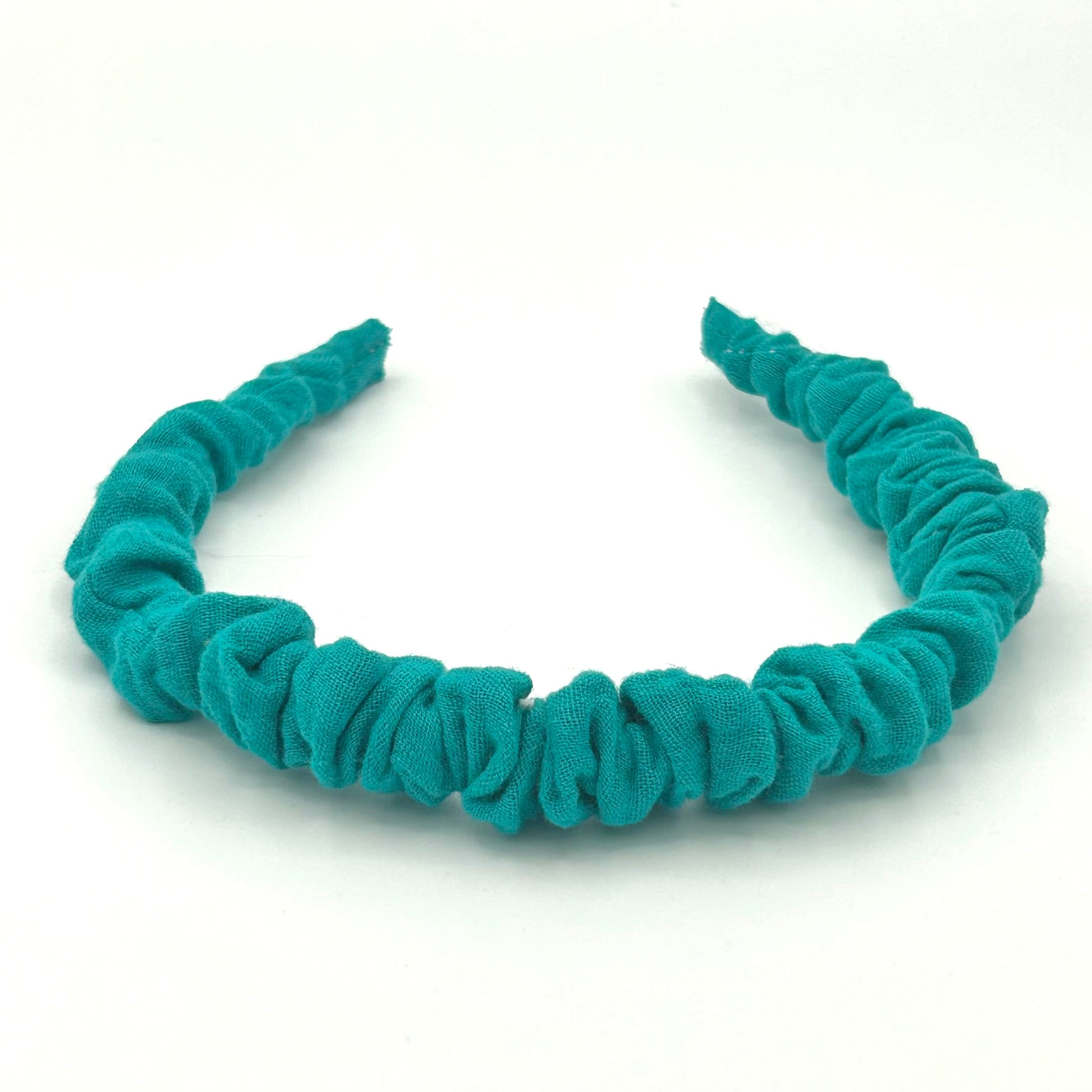 Hilde - Musselin Petrol Haarreif gerafft