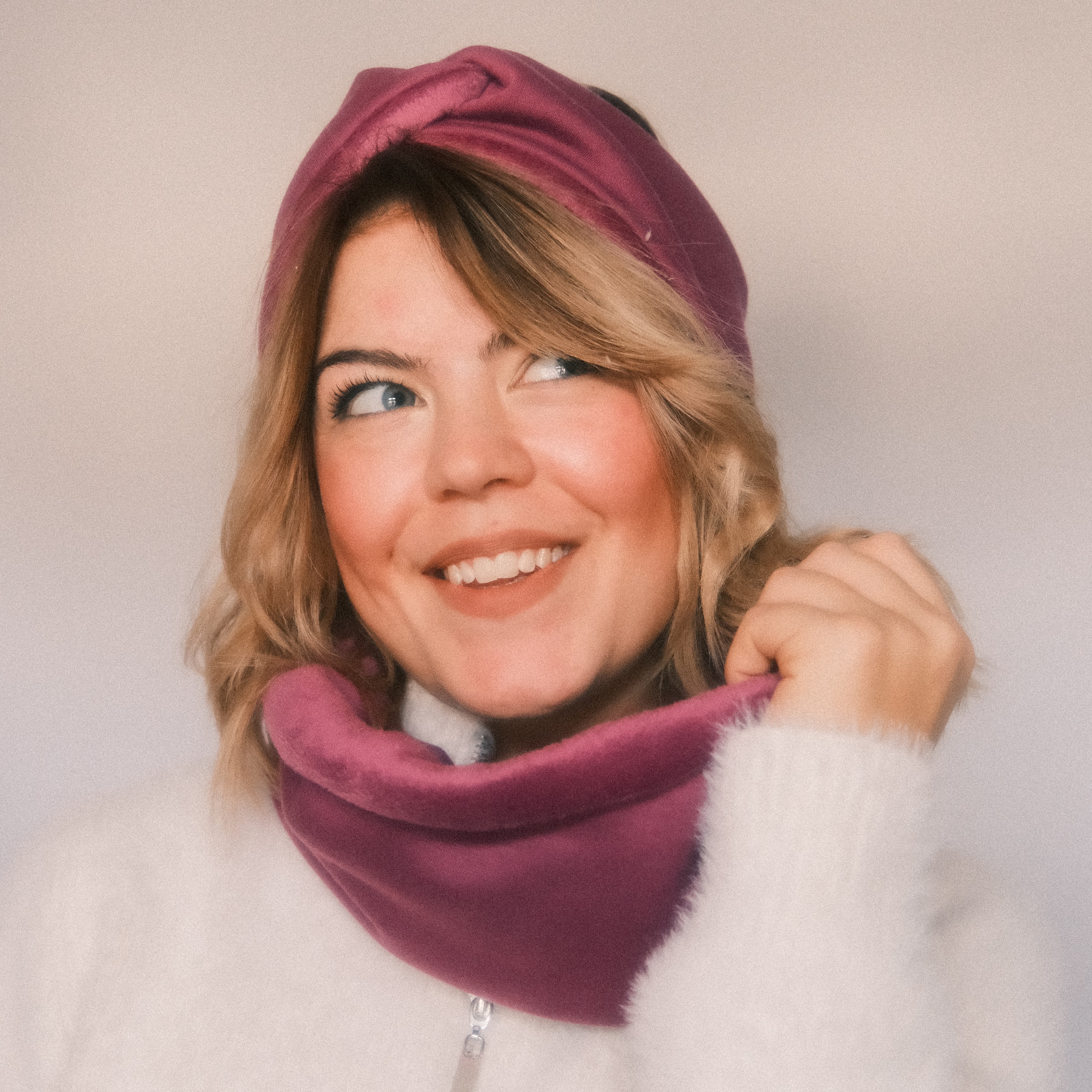 Stirnband Basic gefüttert lila/pink