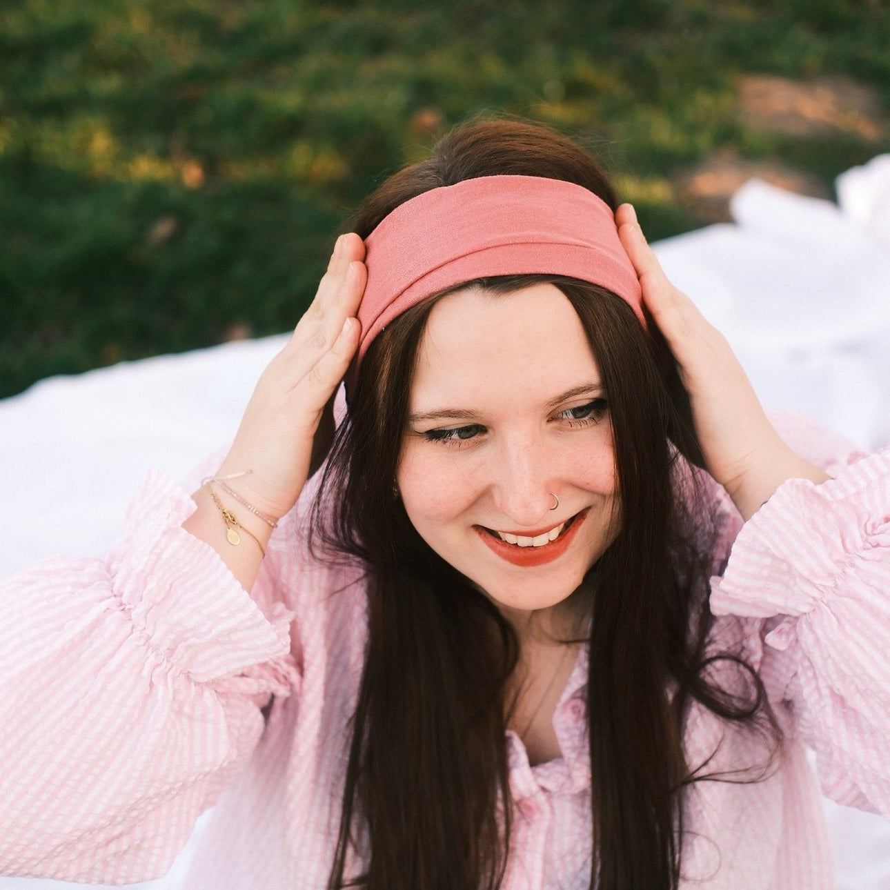 Drahthaarband Glitzer Rosa