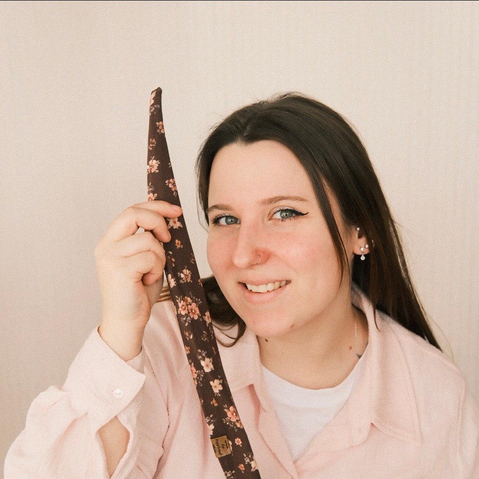 Drahthaarband schmal - Cottage Flower Mokka