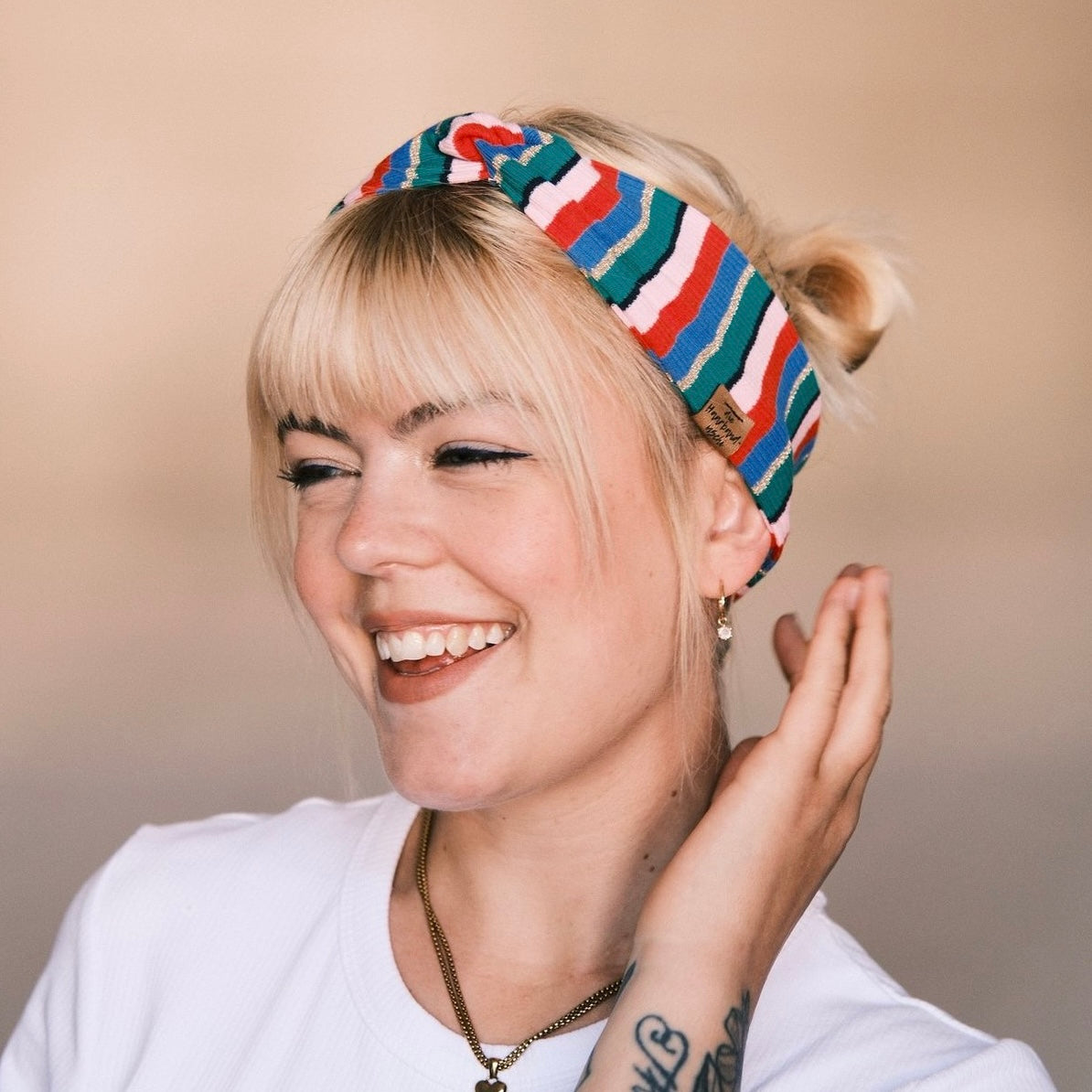 Basic Haarband - gestreift/glitzer