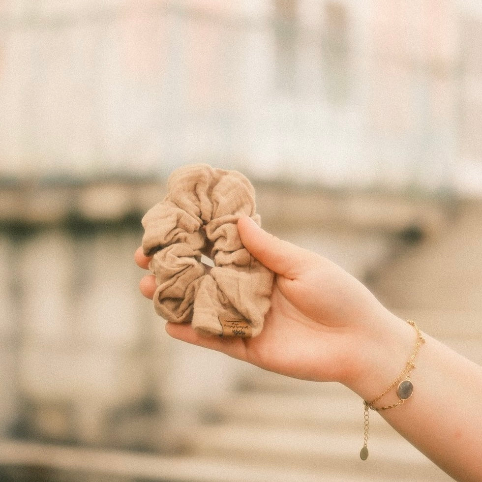 Scrunchie Musselin beige