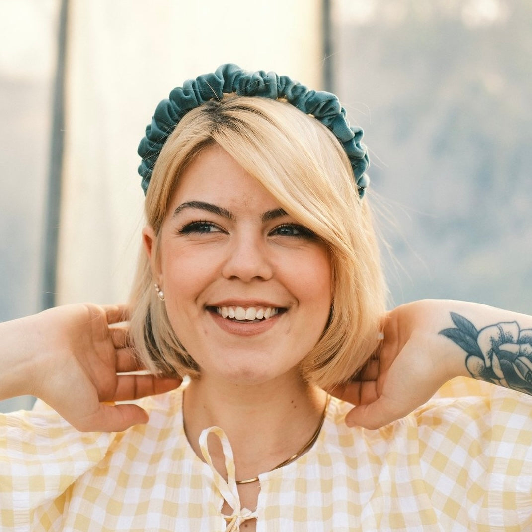 Hilde - Paradiestürkis Haarreif gerafft