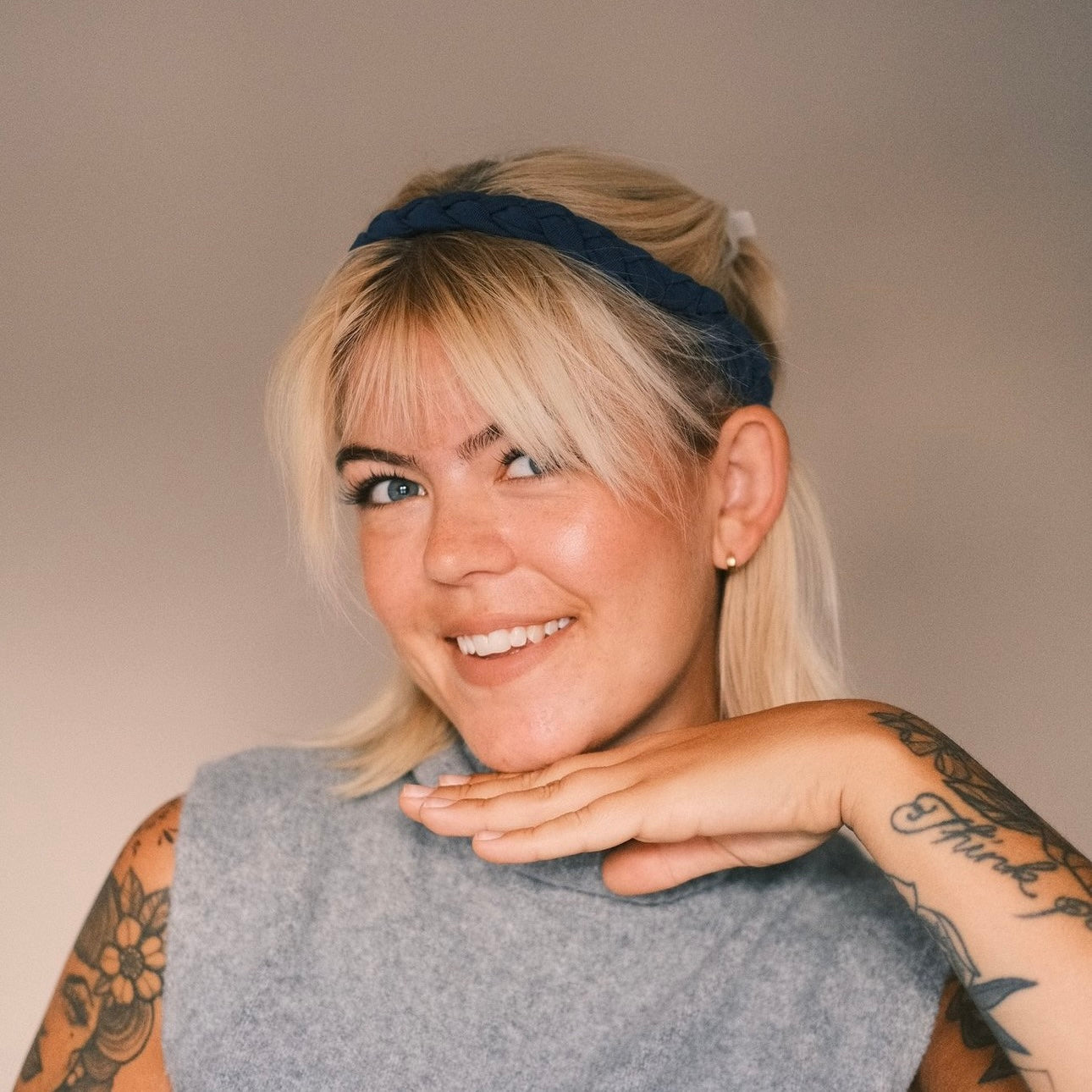 Haarband geflochten Jeansblau