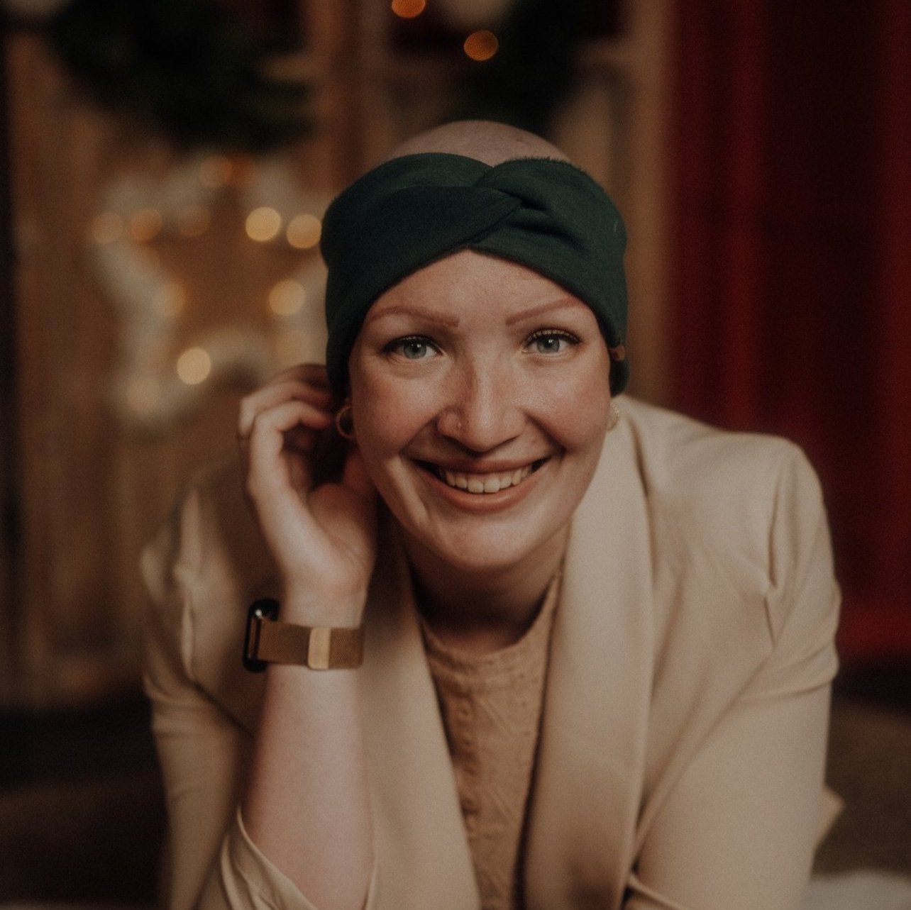 Stirnband Basic gefüttert Grün