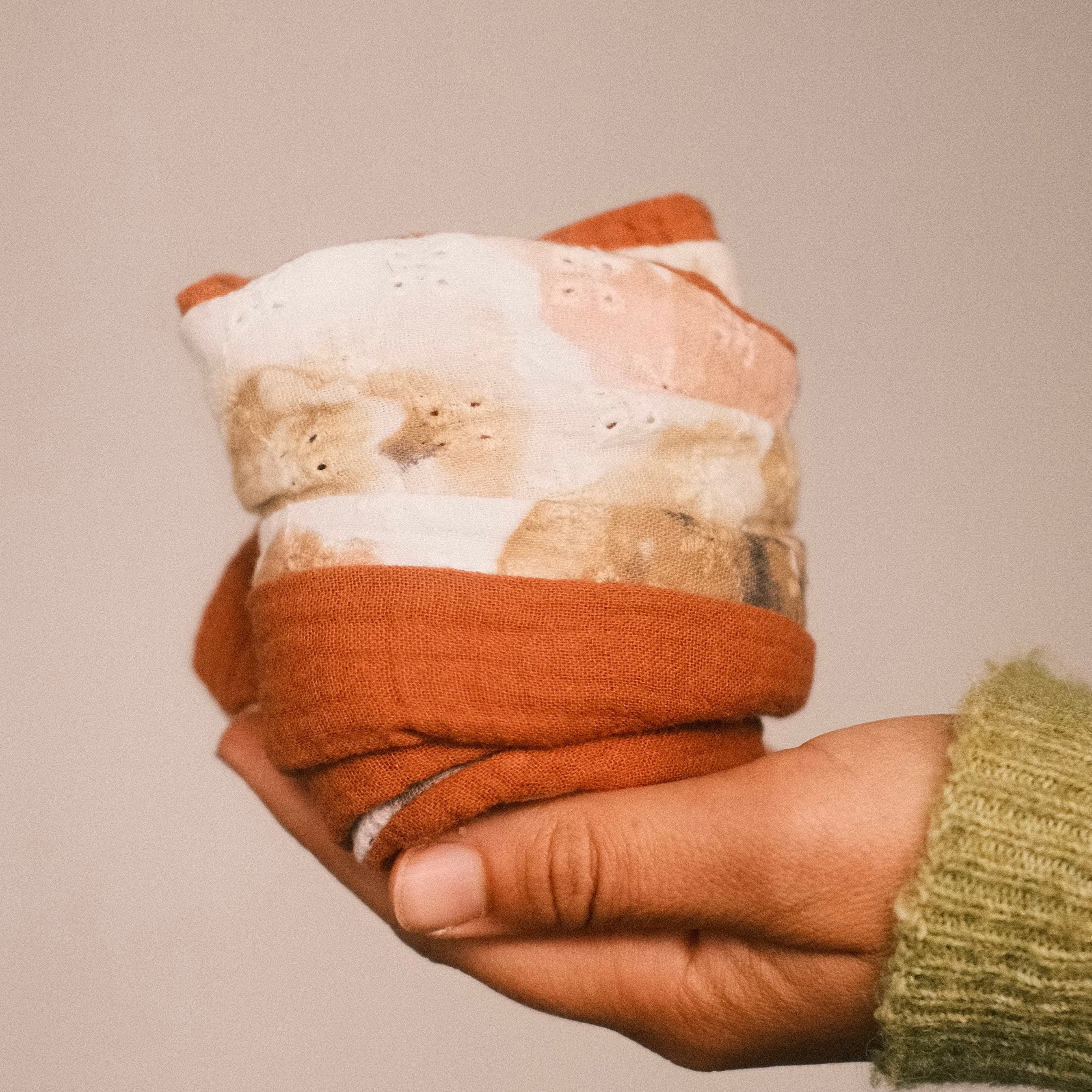 Drahthaarband 2 Seiten - Stick Blume Braun