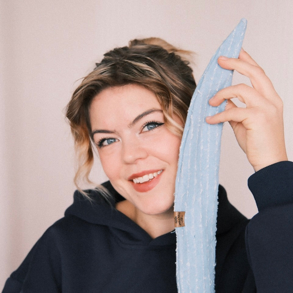 Drahthaarband schmal - Jeans Streifen Hell