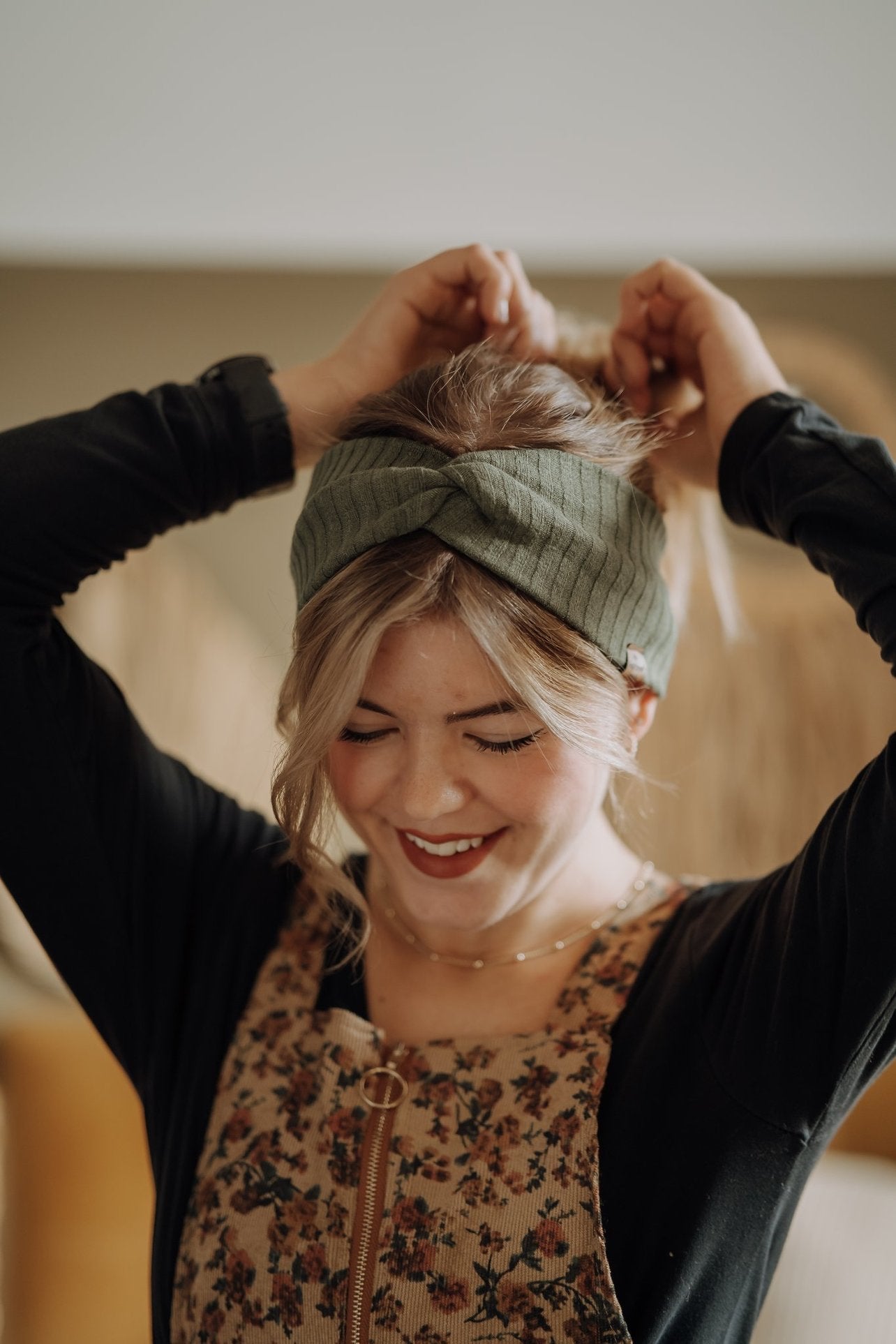 Haarband Basic Strick Khaki